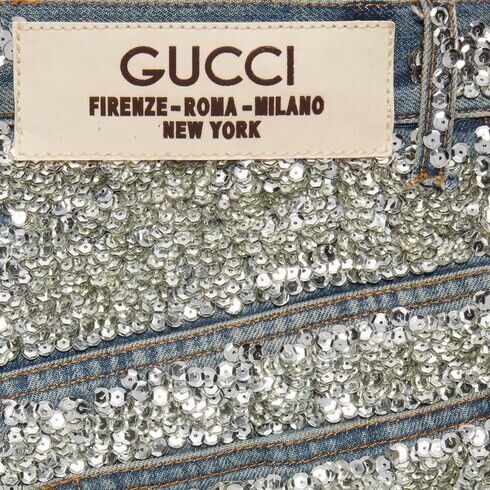 Gucci o1s1wg110125 Denim Trouser Pant With Sequins in Silver Size US 32 / EU 48 - 5 Thumbnail