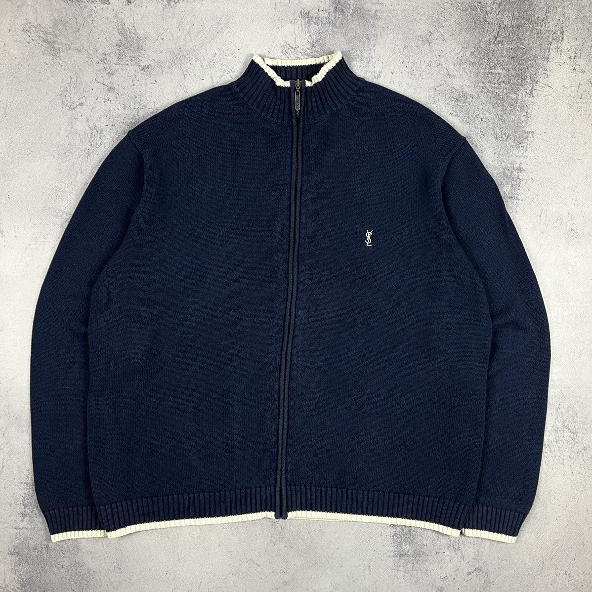 Vintage Vintage Yves Saint Laurent YSL Full Zip Knitted Sweater 90’s Size US XL / EU 56 / 4 - 2 Thumbnail