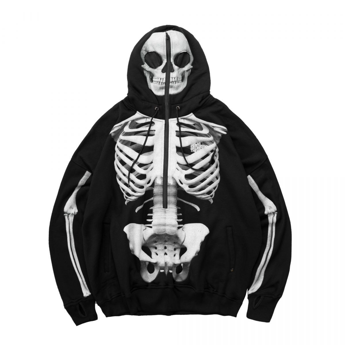 image of Skulls Ssst Skeleton Hoodie in Black, Men's (Size Medium)