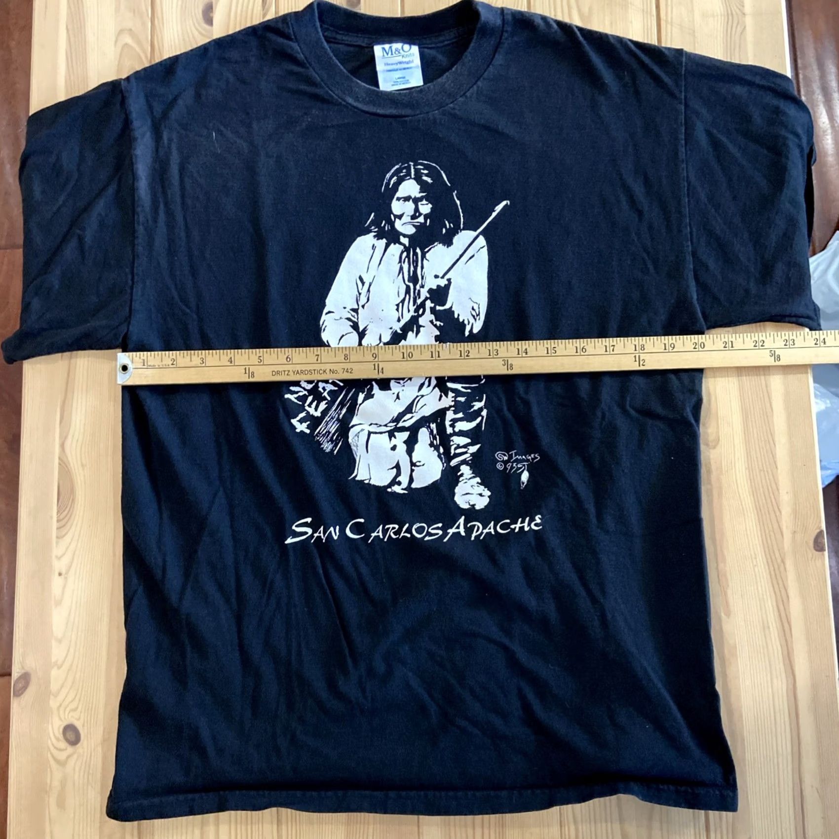 No Fear VINTAGE Geronimo San Carlos Apache T Shirt Double Sided Shirt NO FEAR L Men XL Black 90s M&O KNITS Graphic Print Crew Neck Long Sleeve T-Shirt Size US XL / EU 56 / 4 - 6 Thumbnail