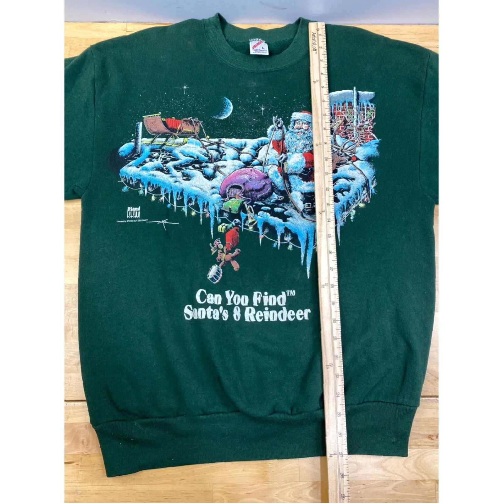 Jerzees Jerzees Christmas Sweatshirt Mens L Green USA Santa SleighReindeer 10309 Size US M / EU 48-50 / 2 - 5 Thumbnail