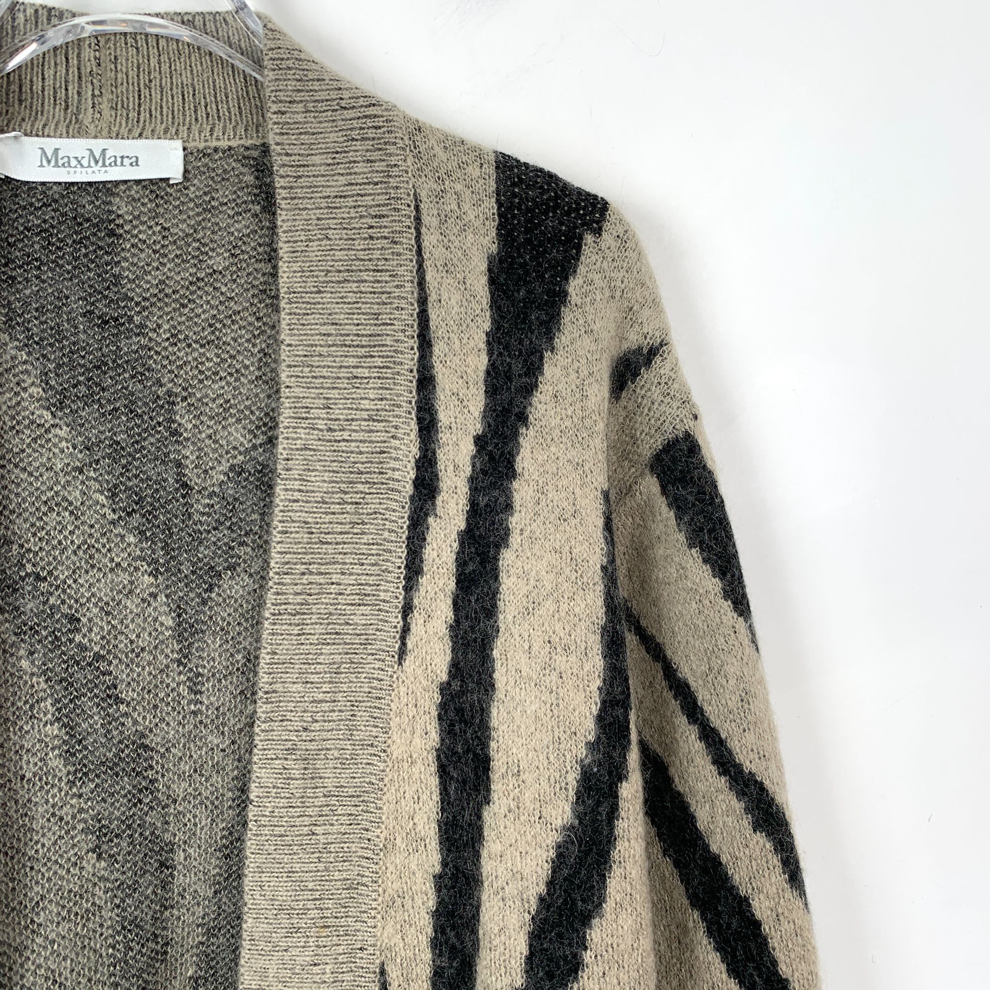 Max Mara Maxmara Colorblock Zebra Pattern Mohair Knit Cardigan (Size Size XS / US 0-2 / IT 36-38 - 5 Thumbnail
