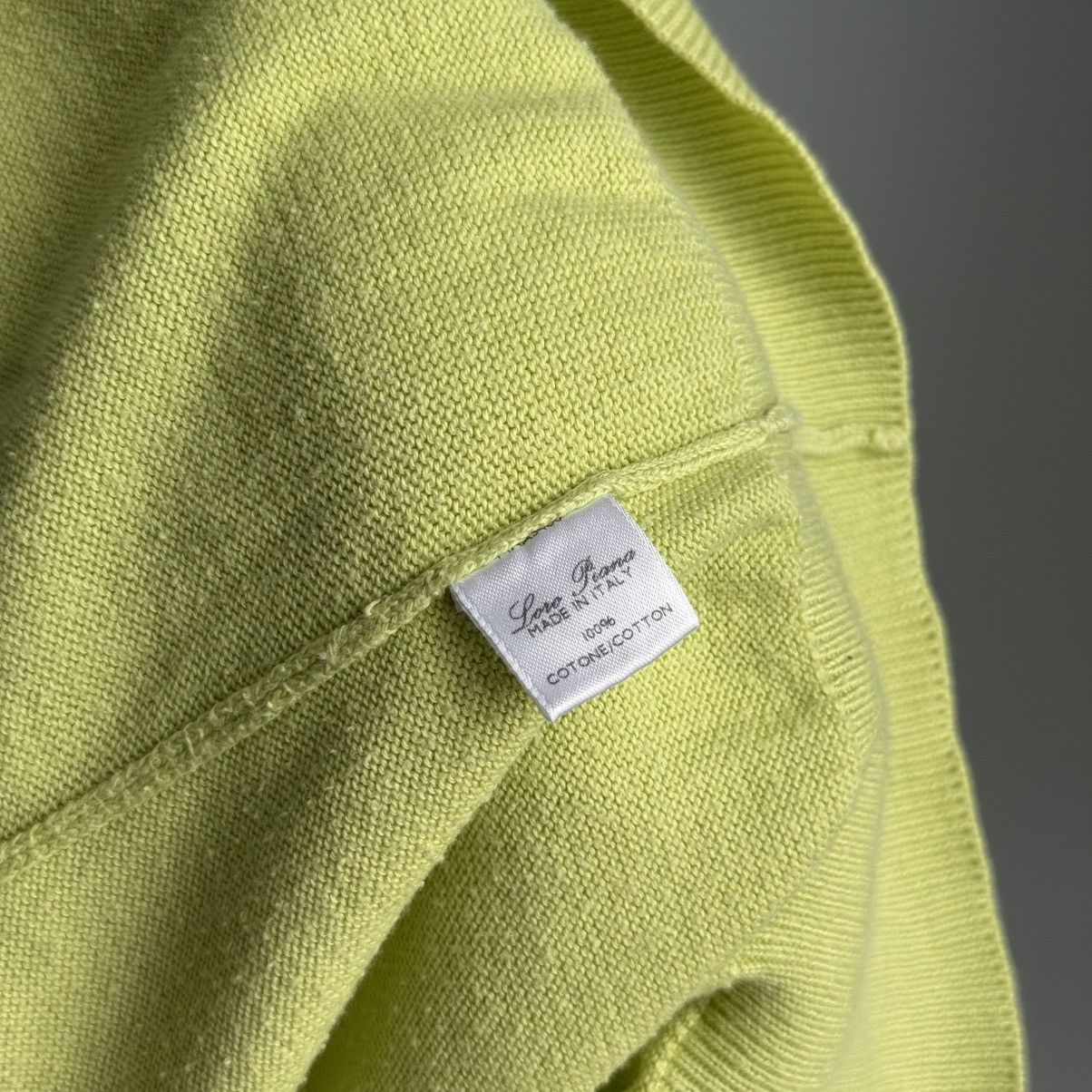 Loro Piana Loro Piana Lime Green Cotton V-Neck Sweater Size 50 Size US M / EU 48-50 / 2 - 12 Thumbnail