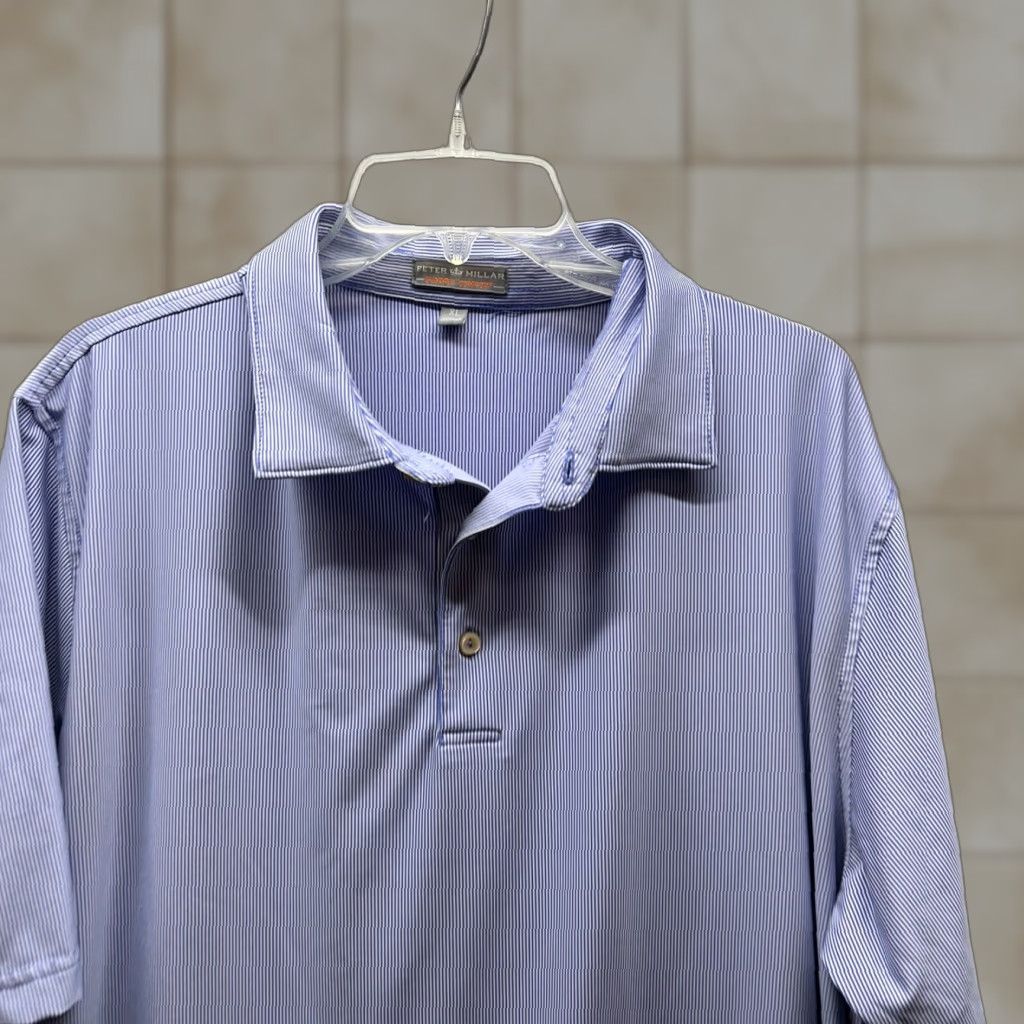 Peter Millar Peter Millar Polo Shirt Mens XL Blue White Polo Shirt Size US XL / EU 56 / 4 - 1 Thumbnail