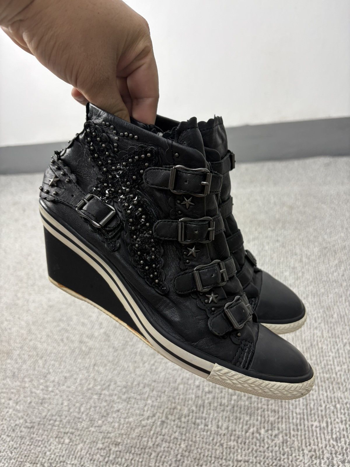 ASH Ash Wedge Genial Buckled Leather Size 38 Size US 8 / IT 38 - 3 Thumbnail