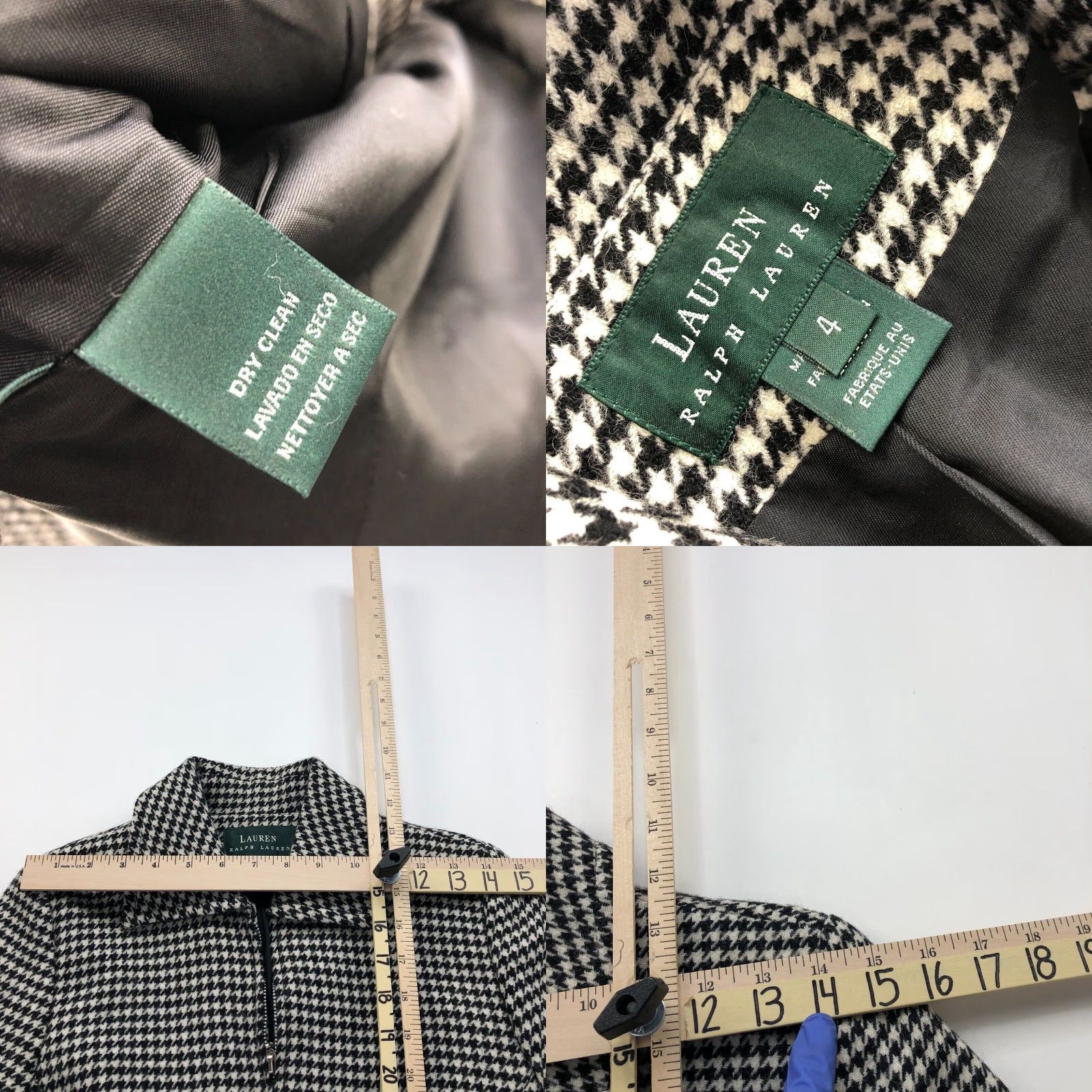 Ralph Lauren Lauren Ralph Lauren Blazer 4 Full Zip Houndstooth Wool Knit Women Jacket Black White READ Size S / US 4 / IT 40 - 8 Thumbnail