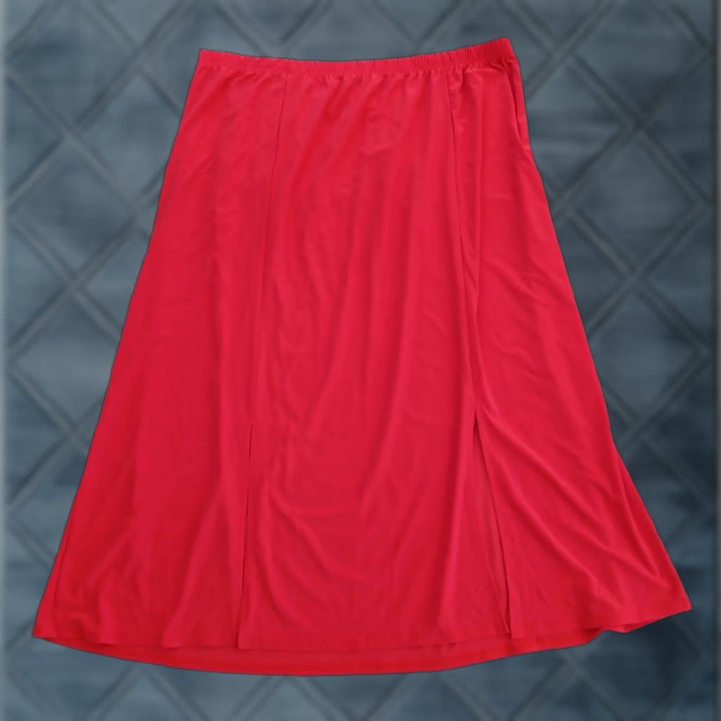 Doublet Slinky Brand Skirt Plus Size 1X Pink Maxi Long Pull On Elastic Waist Slit Women Size 40" / US 18 - 1 Thumbnail