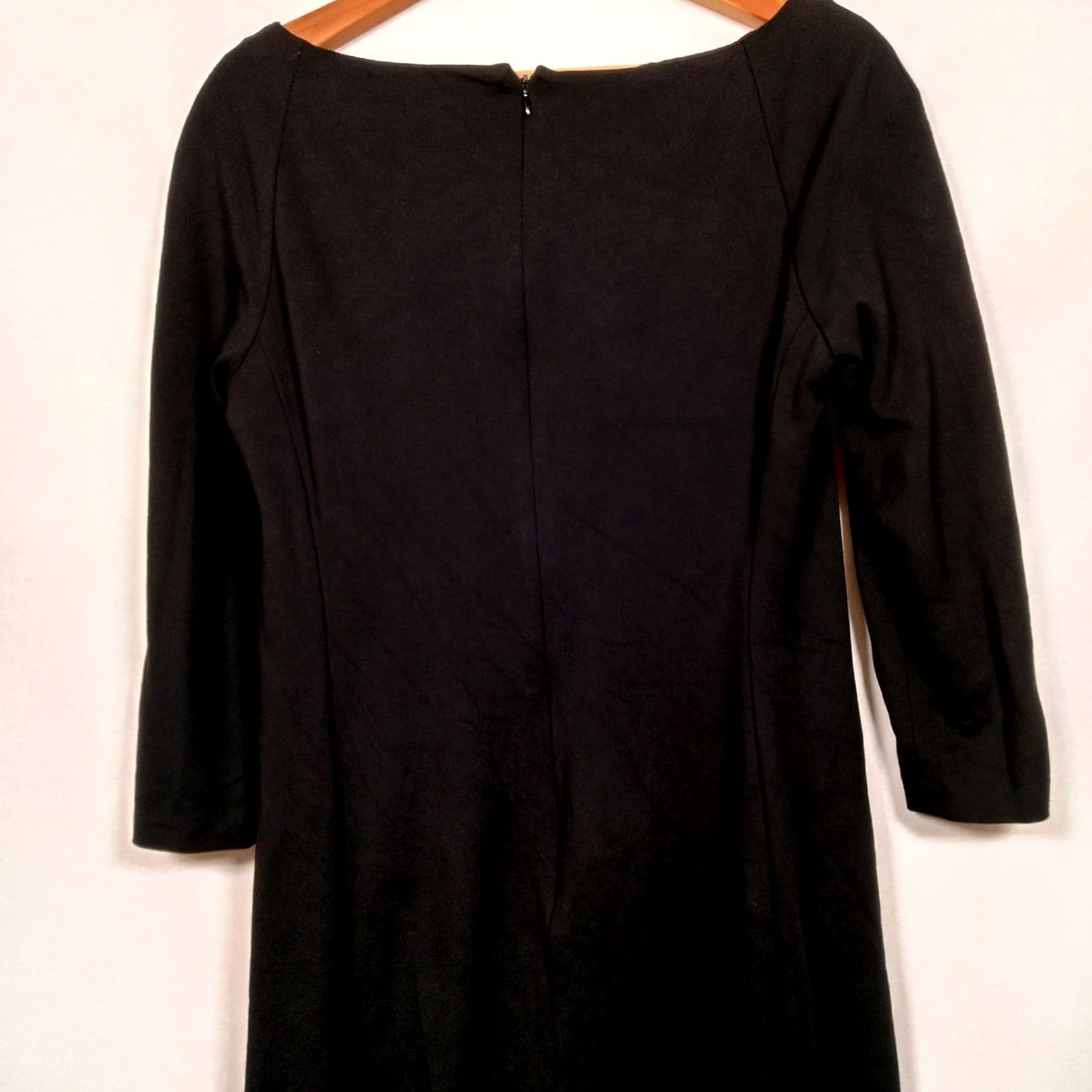 Ralph Lauren Lauren Ralph Lauren Dress Black Knee Length 14 Stretch Rayon Sheath 3/4 Sleeve Square Neck Back Zip Adult Womens Size XL / US 12-14 / IT 48-50 - 4 Thumbnail