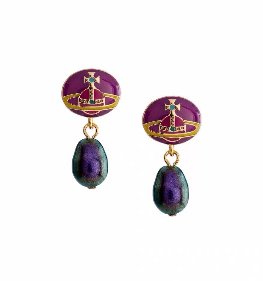Vivienne Westwood Vivienne Westwood Orb Saturn Enamel Pearl Earrings Size ONE SIZE - 3 Thumbnail