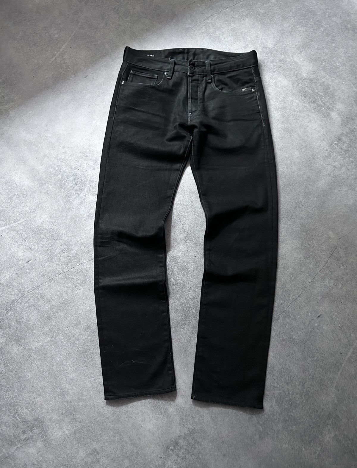 G-Star G-Star Raw Attacc black distressed jeans mens like leather Size US 31 - 2 Thumbnail