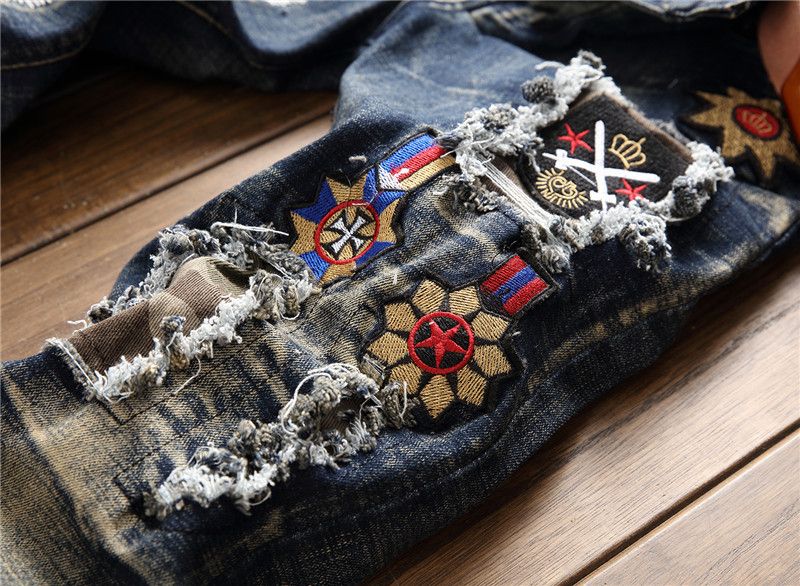 Designer × Japanese Brand Embroidered Hole Patch Stretch Jean Size US 34 / EU 50 - 5 Thumbnail