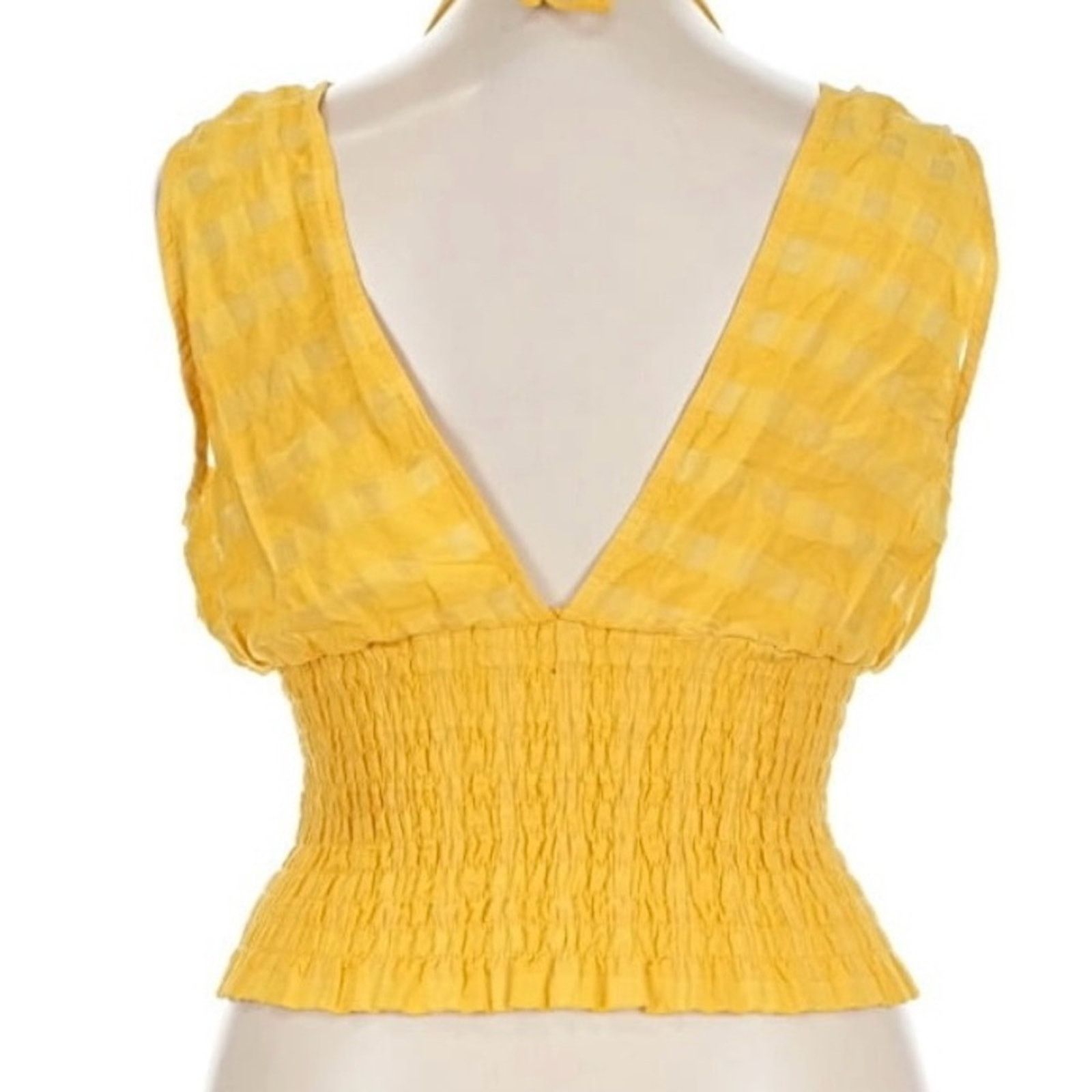 Anthropologie Anthropologie Yellow Smocked Crop Top Size S / US 4 / IT 40 - 2 Thumbnail