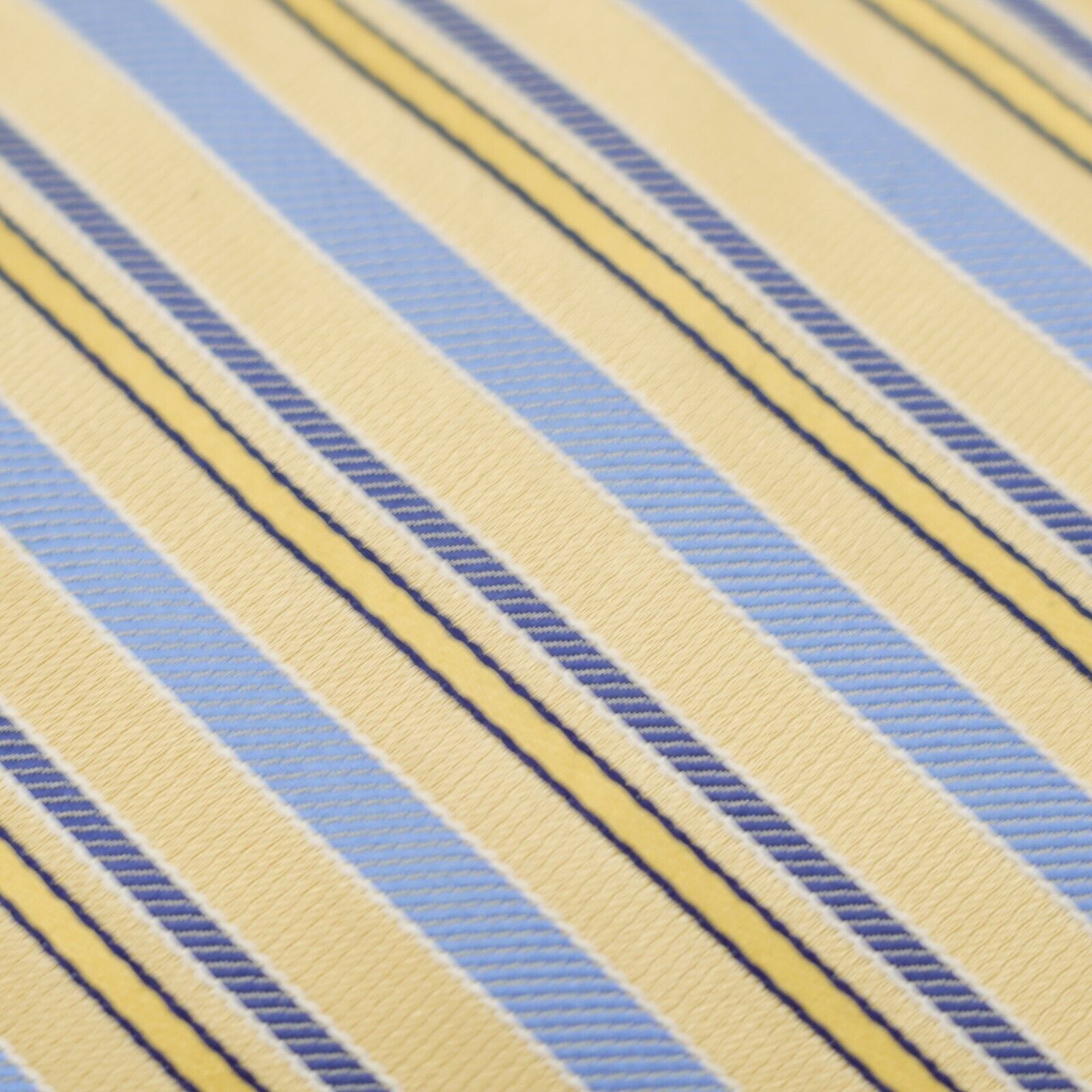 Michael Kors Michael Kors Yellow Blue Striped Woven Silk Tie Size ONE SIZE - 2 Thumbnail