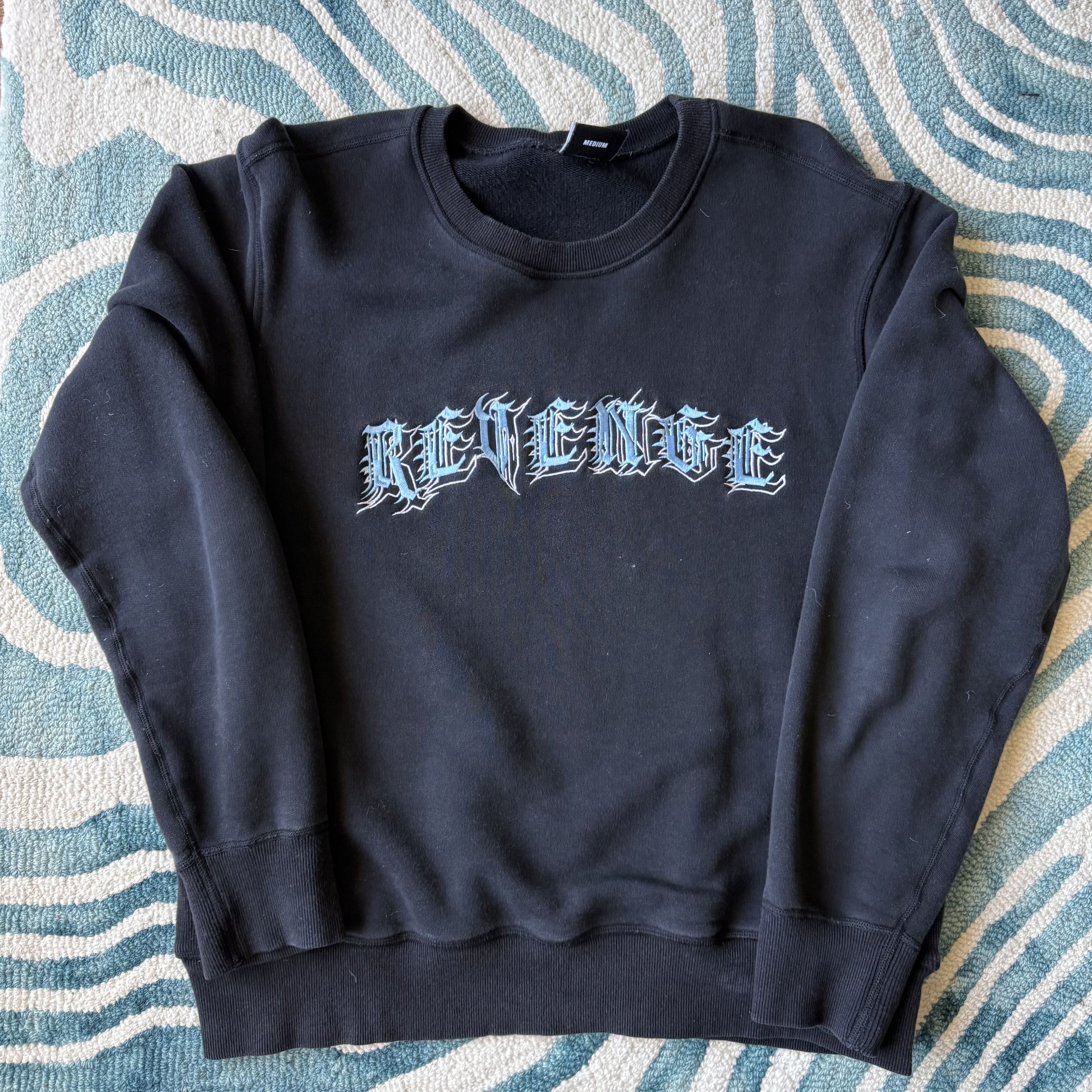 Revenge Revenge Embroidered Crewneck Mens Medium Black White Blue Size US M / EU 48-50 / 2 - 1 Thumbnail