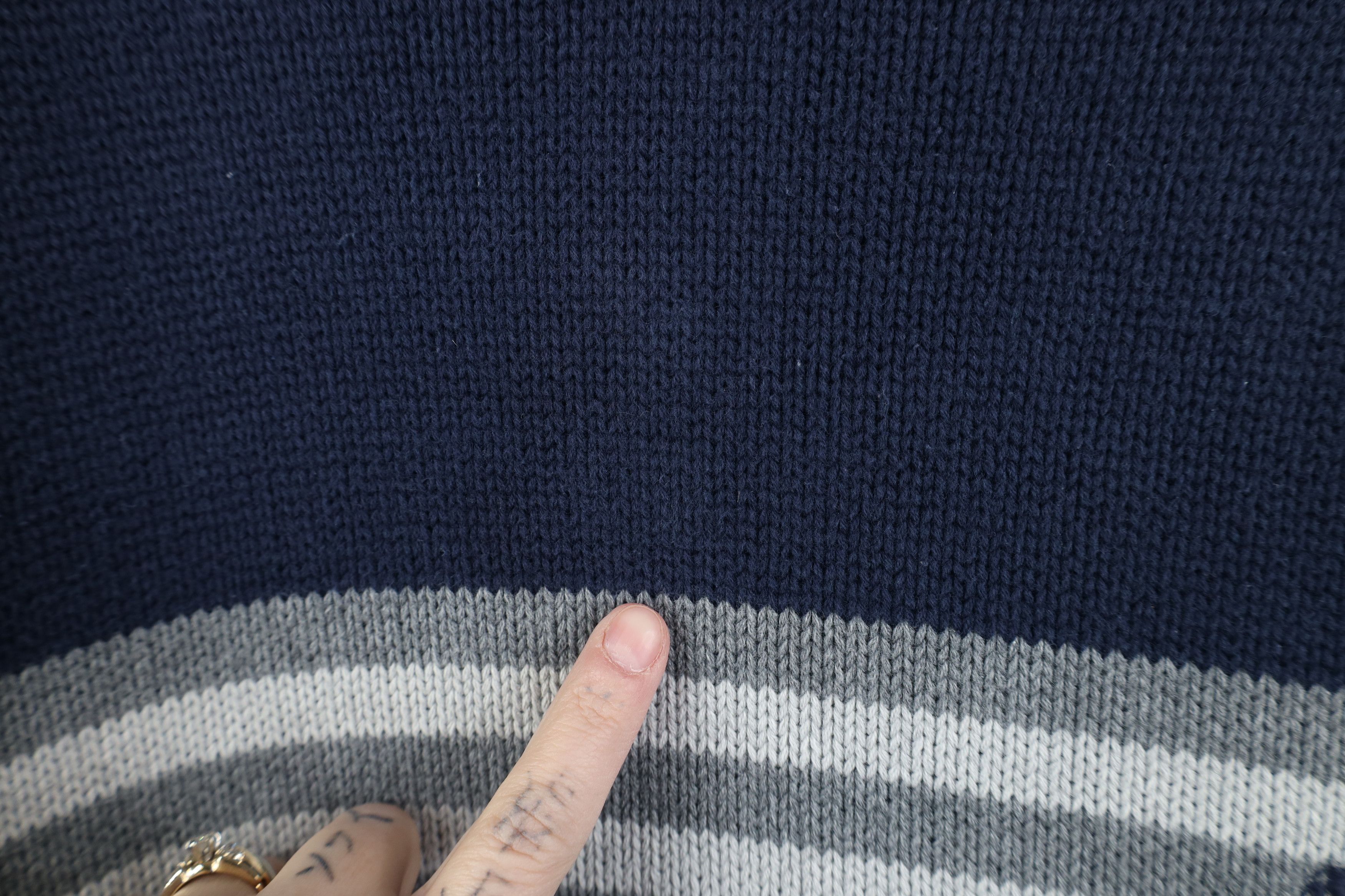 Nautica Vintage 90s Nautica Heavy Cotton Knit Striped V-Neck Sweater Size US L / EU 52-54 / 3 - 4 Thumbnail