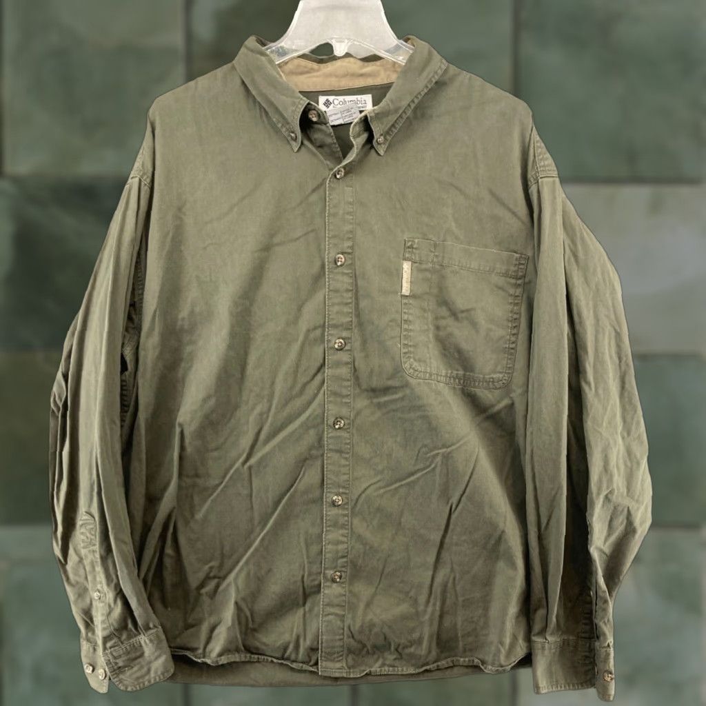 Vintage Columbia Mens Shirt 2XL Green Outdoor Hiking Button-Up Long Sleeve Cotton - Shirt - Men - 2XL - Green - Outdoor - Columbia Size US XXL / EU 58 / 5 - 1 Thumbnail