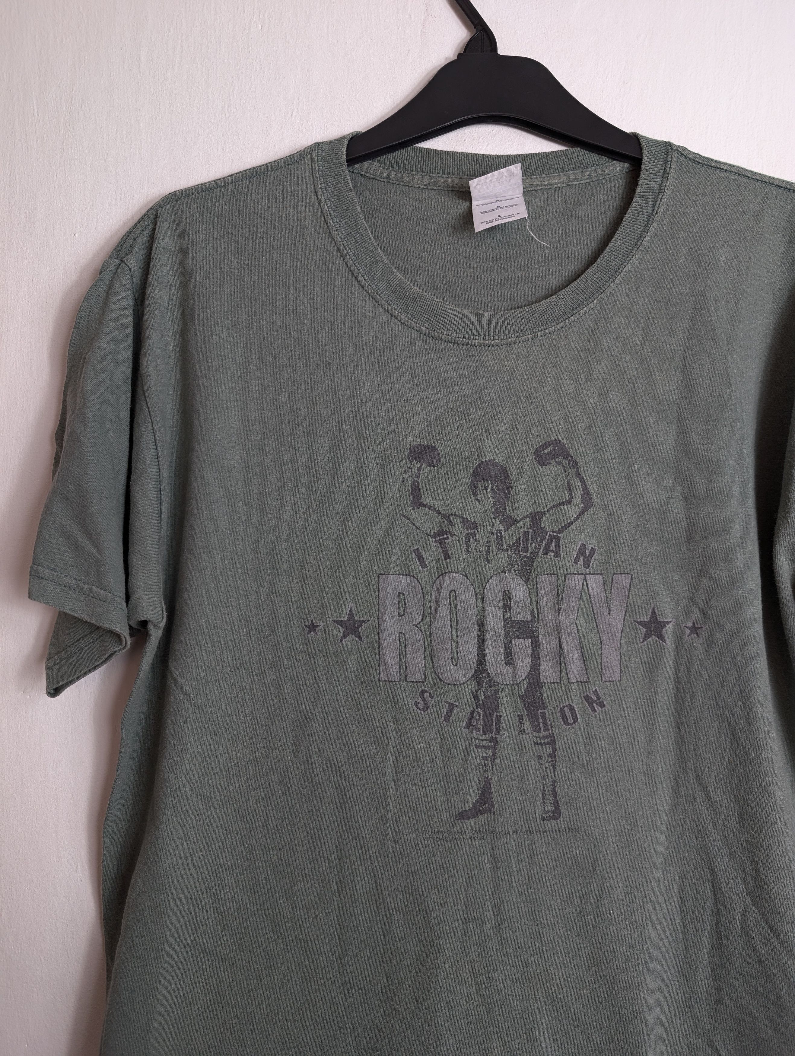 Vintage Rocky Balboa Movie Promo Tee Khaki Retro Y2K Streetwear Size US L / EU 52-54 / 3 - 2 Thumbnail