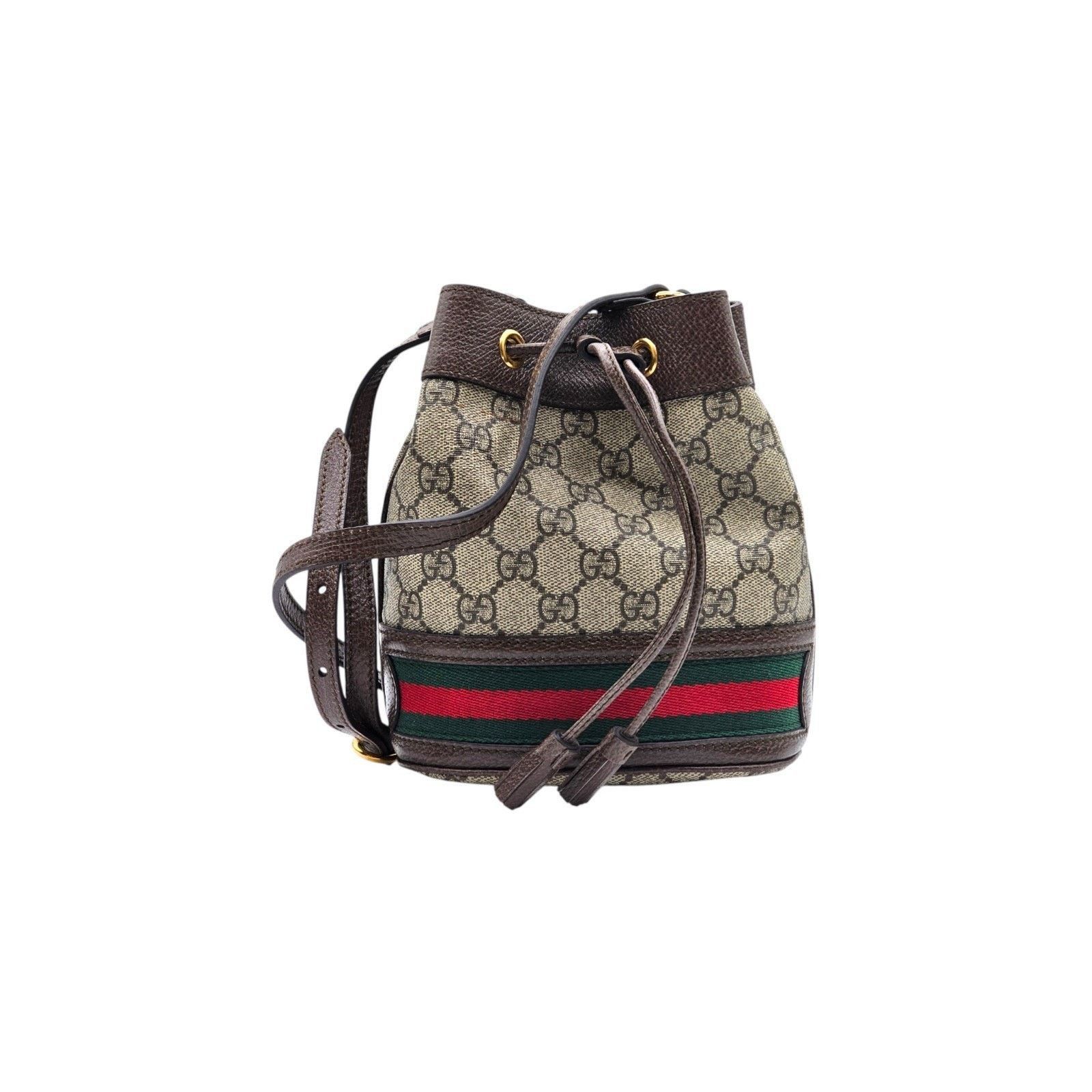 Gucci Ophidia GG Supreme Mini Bucket Bag Stripe Canvas Brown - NWT Size ONE SIZE - 1 Thumbnail