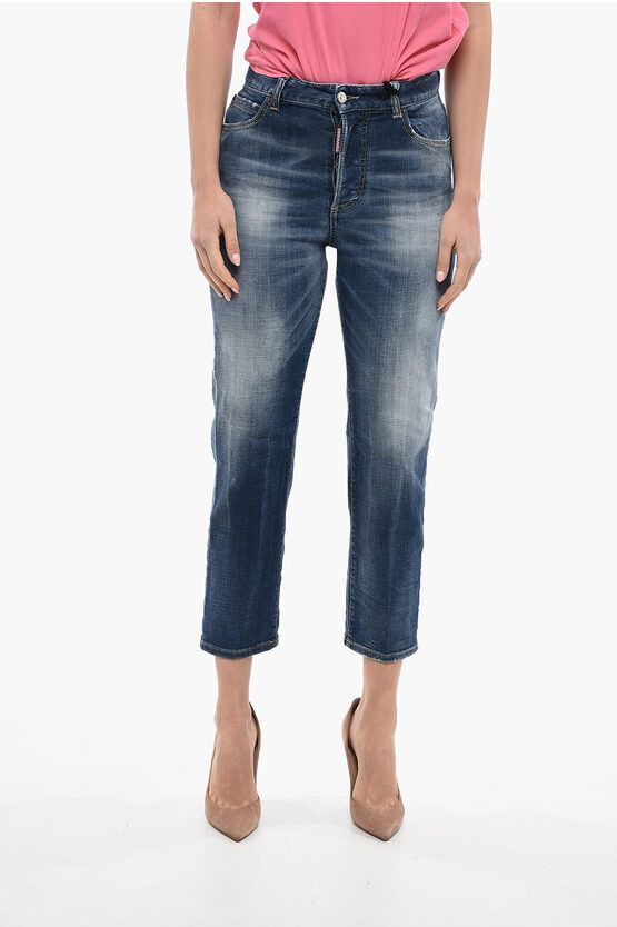 image of Dsquared2 5 Pocket Boston Fit Delavè Denims 17Cm in Blue, Women's (Size 28)