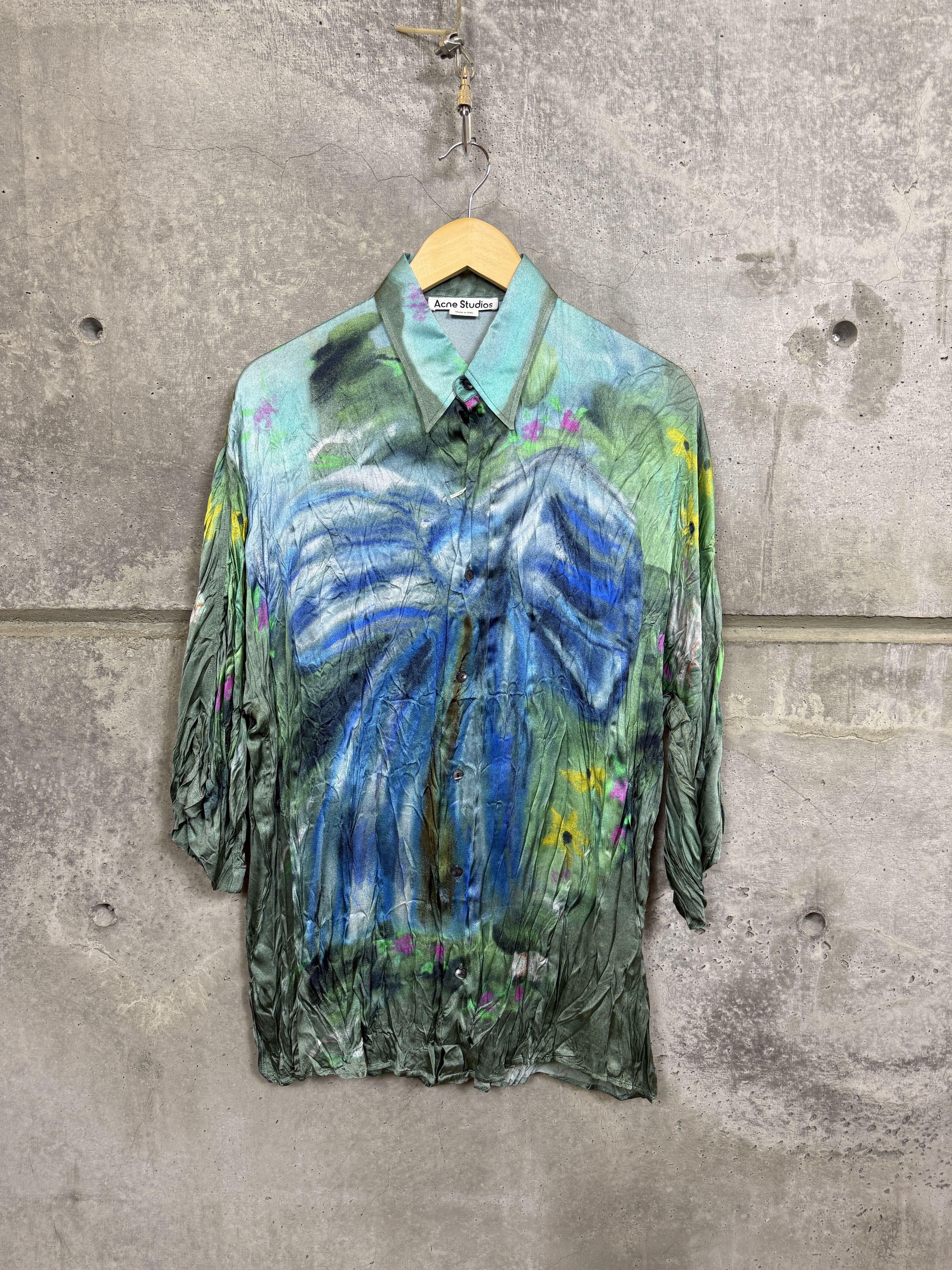 Acne Studios $580 Acne Studios Sandroki Printed Crinkled Viscose Shirt Size US M / EU 48-50 / 2 - 7 Thumbnail