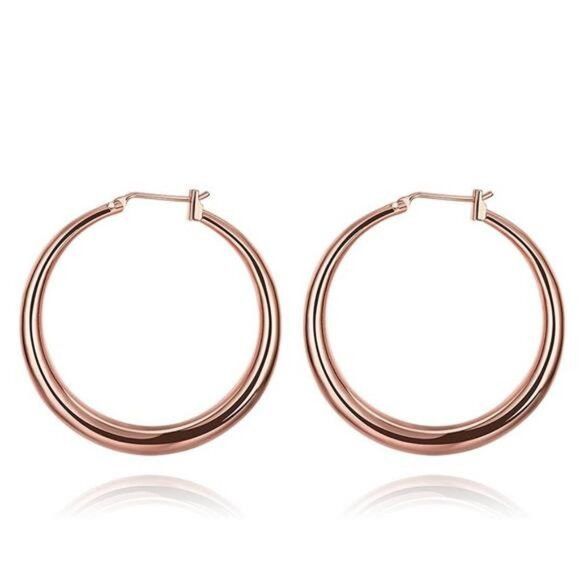 Other 18K Rose Gold Plated Bali Hoop Earrings Latch Back Design Size ONE SIZE - 2 Thumbnail
