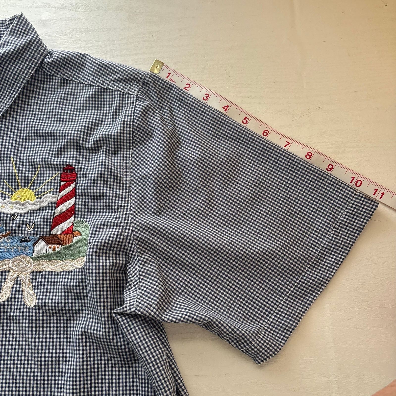Other BonWorth Blue Gingham Nautical Embroidered Button-Down Shirt Size M / US 6-8 / IT 42-44 - 6 Thumbnail