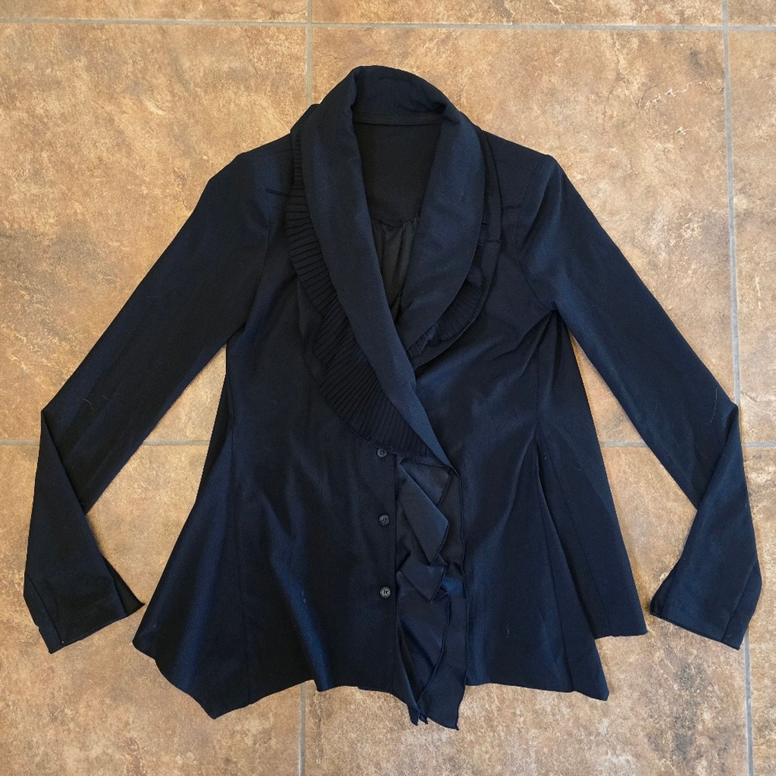 Other Black Ruffled | BALOOM | Button Down Blazer Size S / US 4 / IT 40 - 1 Thumbnail