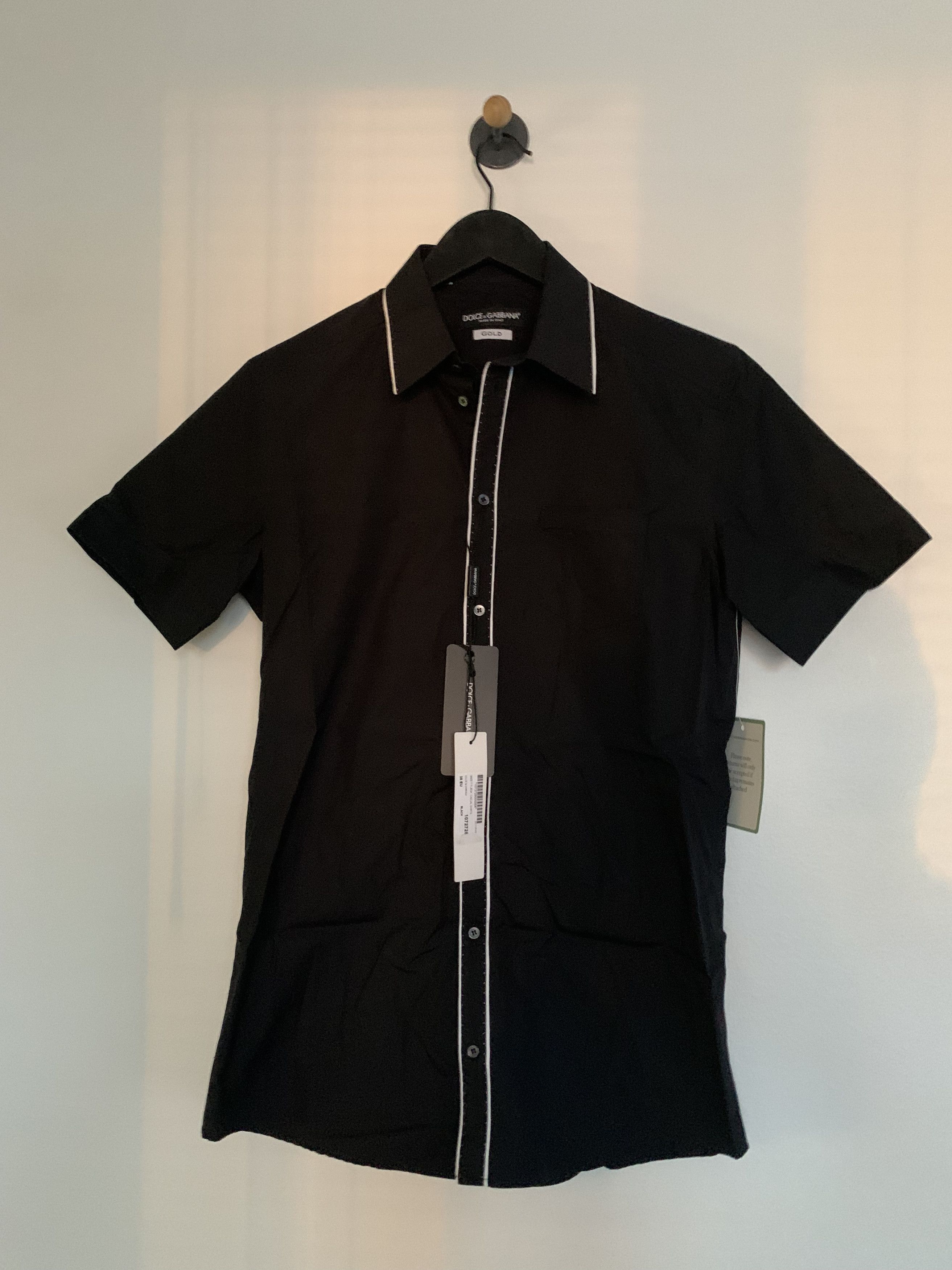 Dolce & Gabbana Dolce & Gabbana Contrast-piping short-sleeved cotton shirt Size US S / EU 44-46 / 1 - 1 Thumbnail