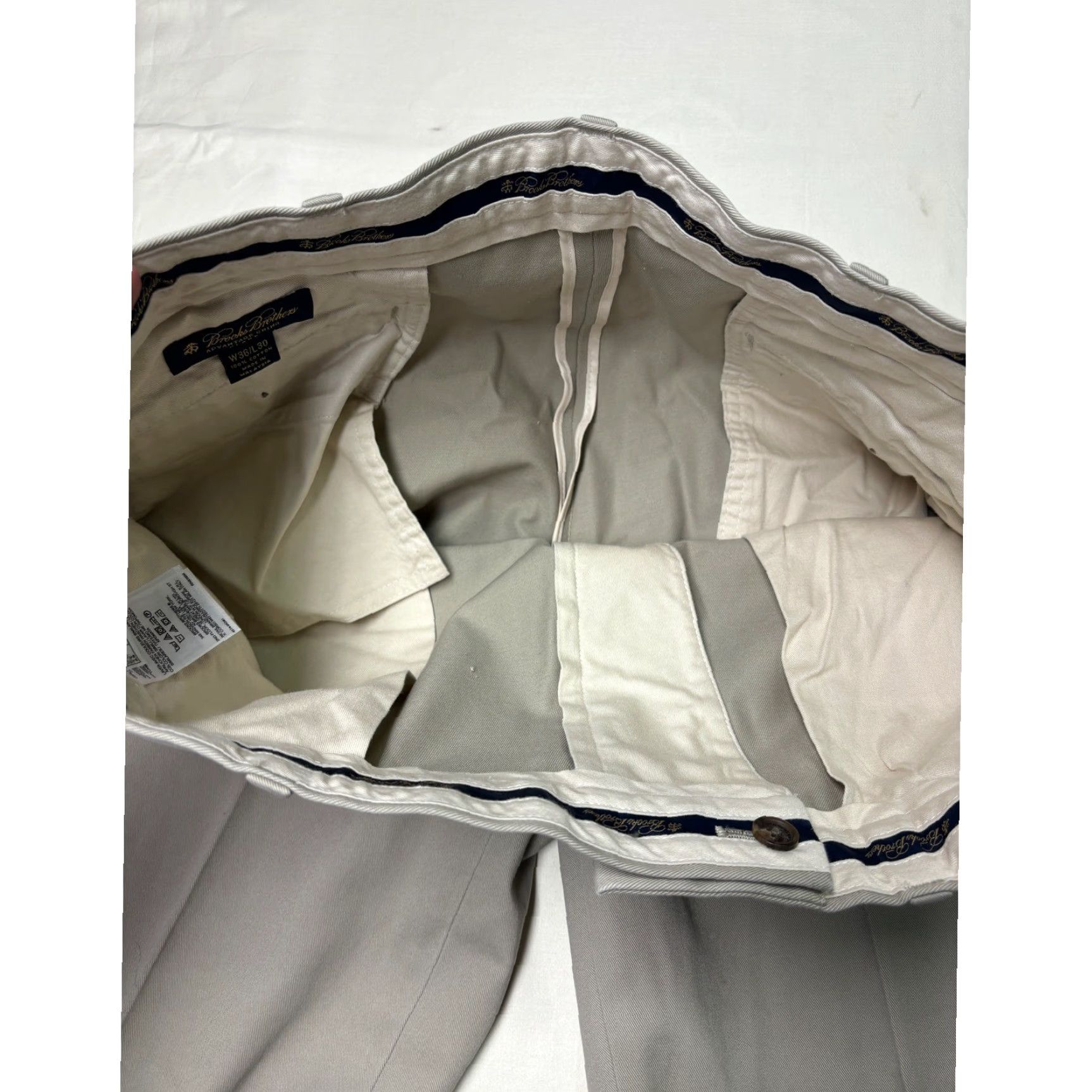Brooks Brothers Brooks Brothers Advantage Chino Clark Beige Men's Pants W36 L30Straight Front Pockets Zipper Button Casual Business Workwear Cotton Chinos Size US 31 - 5 Thumbnail