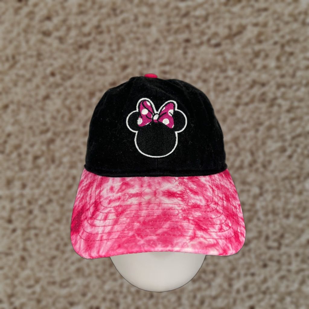 Disney Disney Minnie Mouse Hat Cap Strap Back Adult One Size Black Pink Tie Dye Twill Size ONE SIZE - 1 Thumbnail