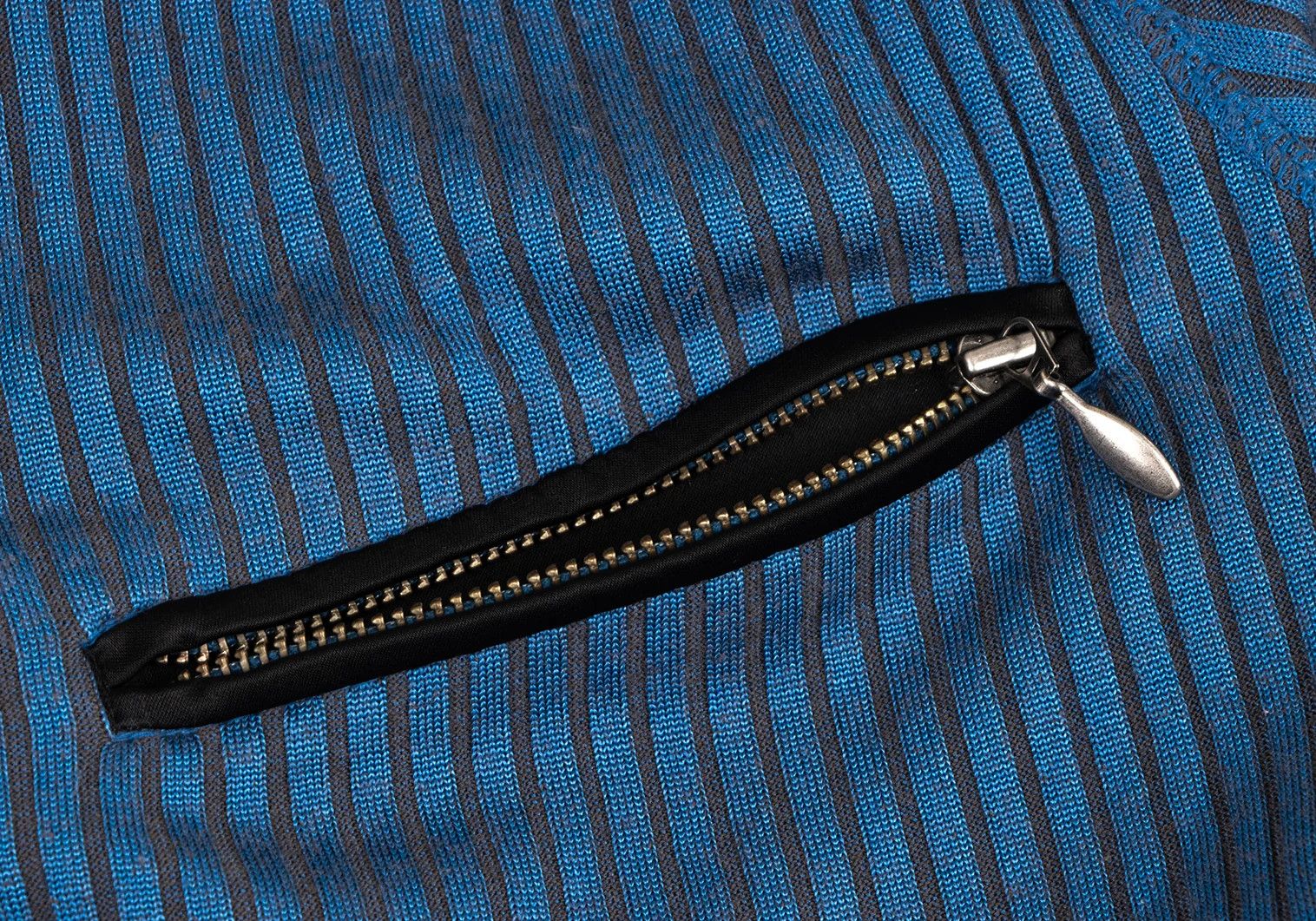 Jean Paul Gaultier Satin Color Ribbed Long Sleeve Polo Shirt in Blue Black Size US M / EU 48-50 / 2 - 7 Thumbnail