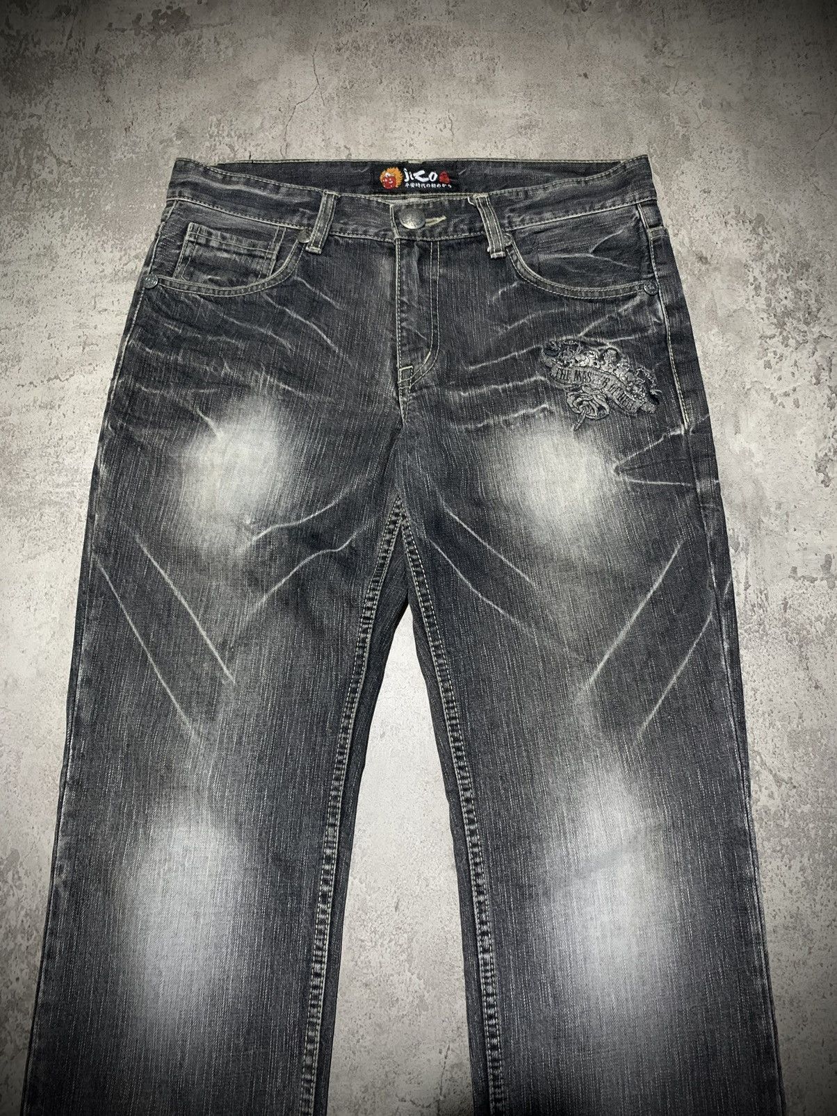 Japanese Brand Jizo bosatsu the master of hell embroidery y2k jeans Size US 31 - 6 Thumbnail