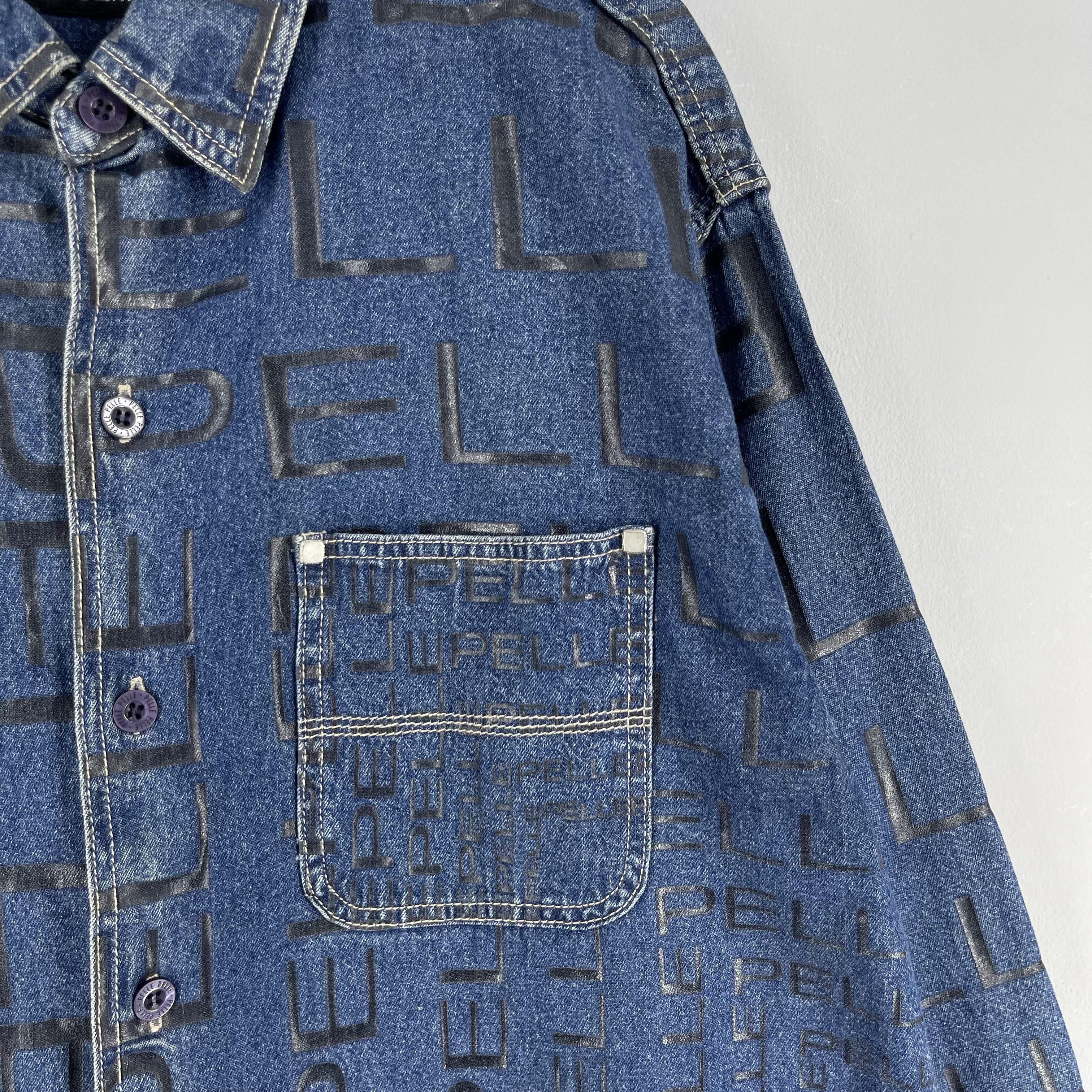 Marc Buchanan Vintage 90s PELLE PELLE Monogram Workwear Denim Jacket Size US L / EU 52-54 / 3 - 3 Thumbnail