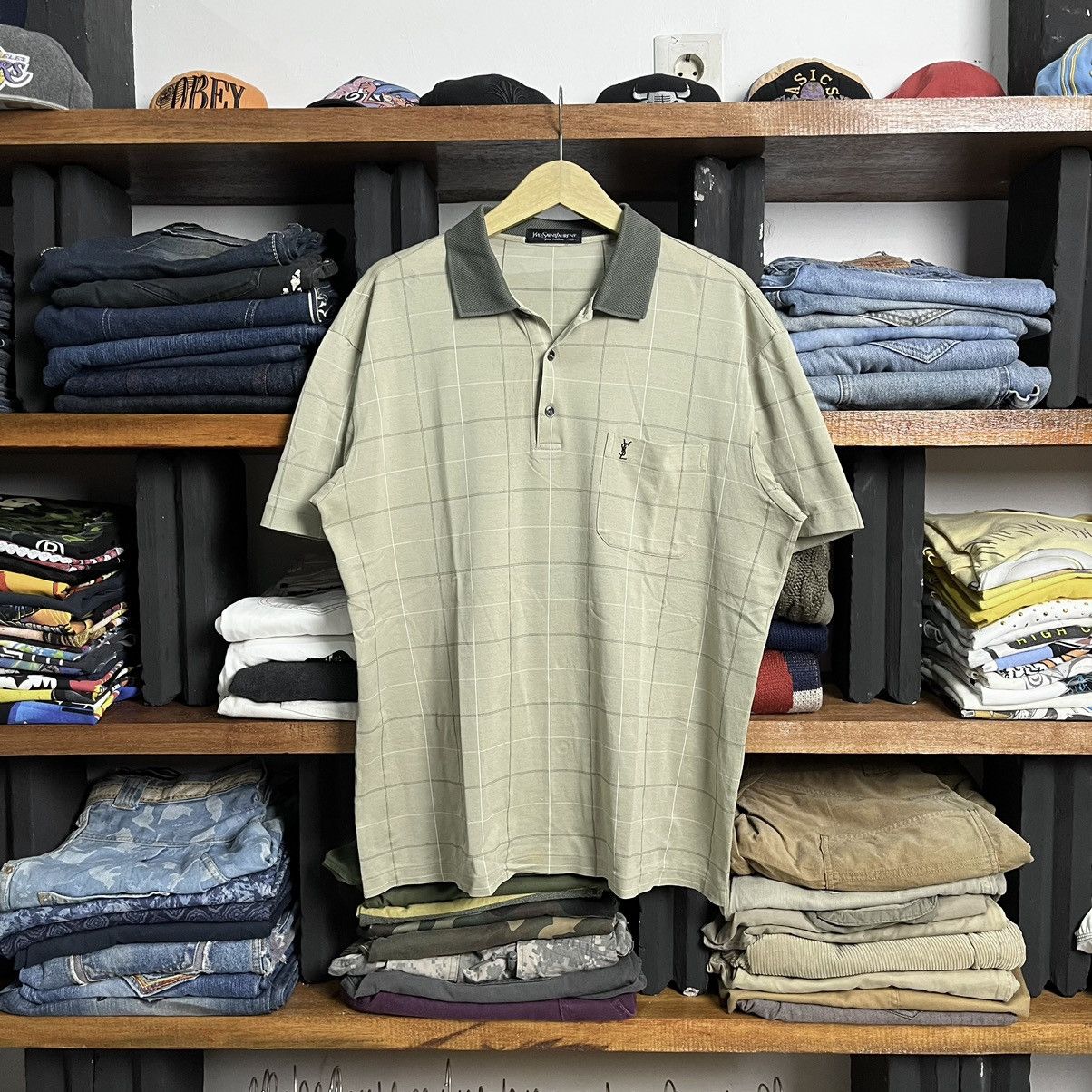 Vintage × Yves Saint Laurent 90’s Ysl Pour Homme Square Striped Polos Size US L / EU 52-54 / 3 - 1 Thumbnail