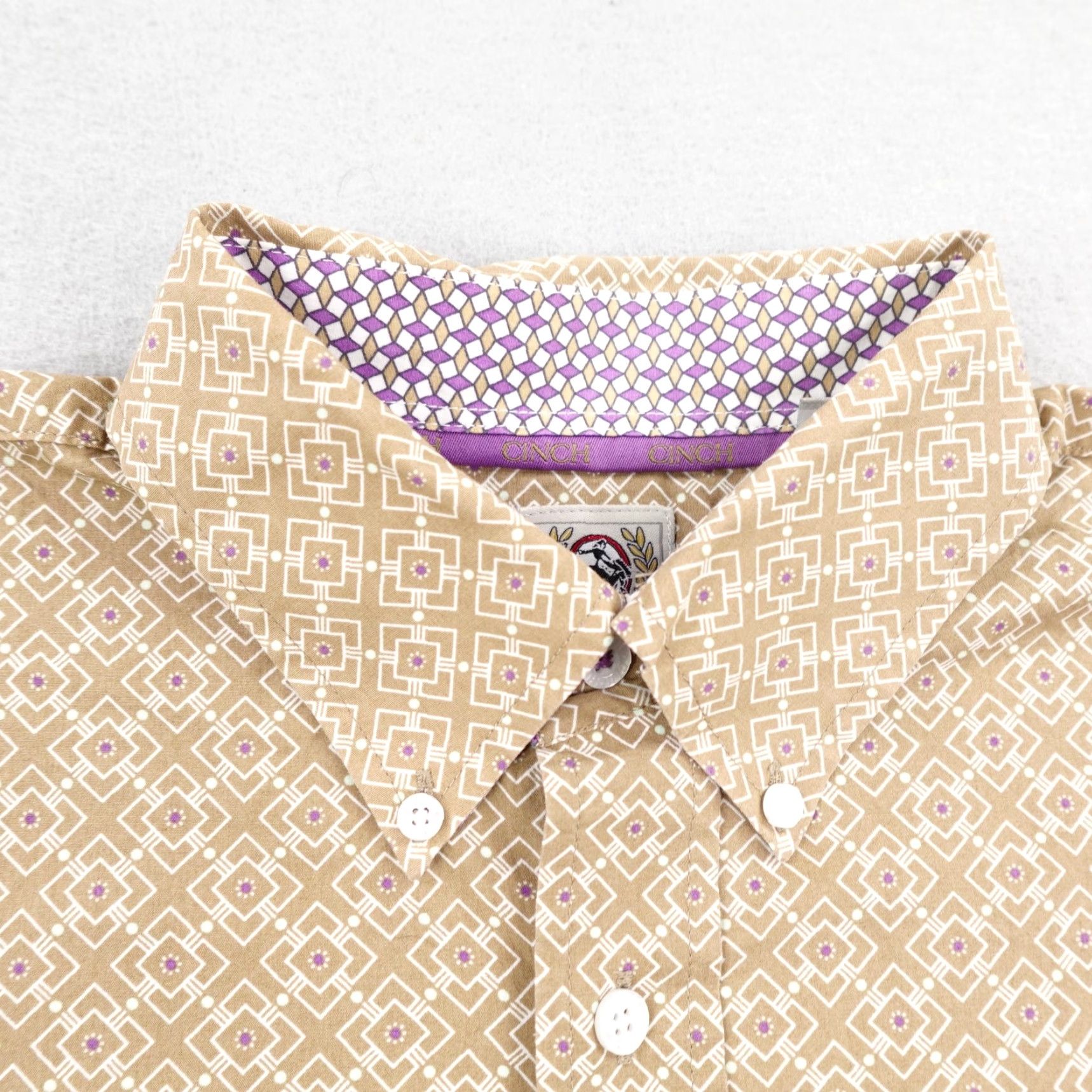 Vintage Cinch Shirt Mens Medium Beige Geometric Print Button-Down Western Rodeo Cowboy Shirt Mens Medium Beige Geometric Print Western Cowboy Size US M / EU 48-50 / 2 - 2 Thumbnail