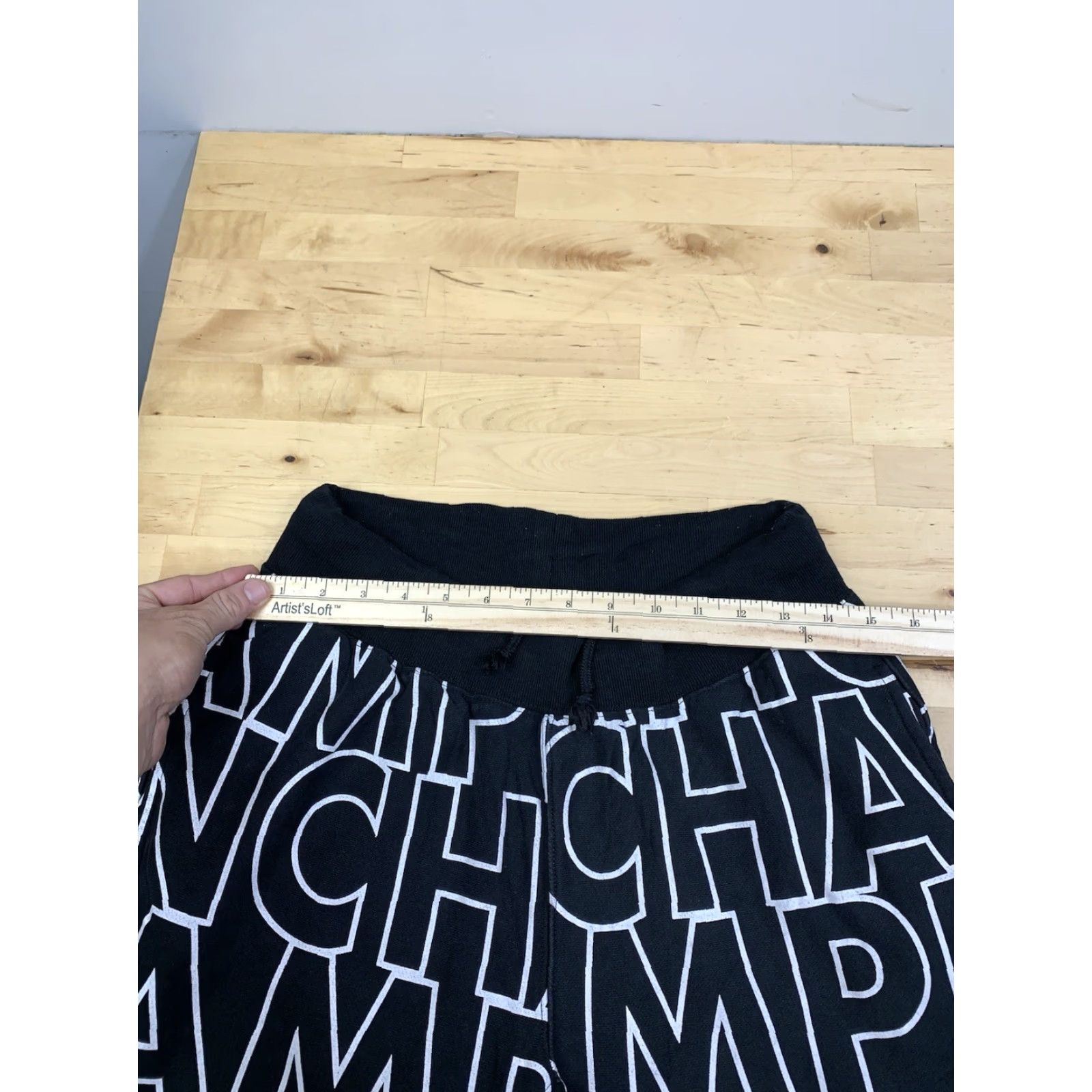 Champion Champion Sweatpants Mens M Black AOP Y2K 12481 Reverse Weave Size US 31 - 5 Thumbnail