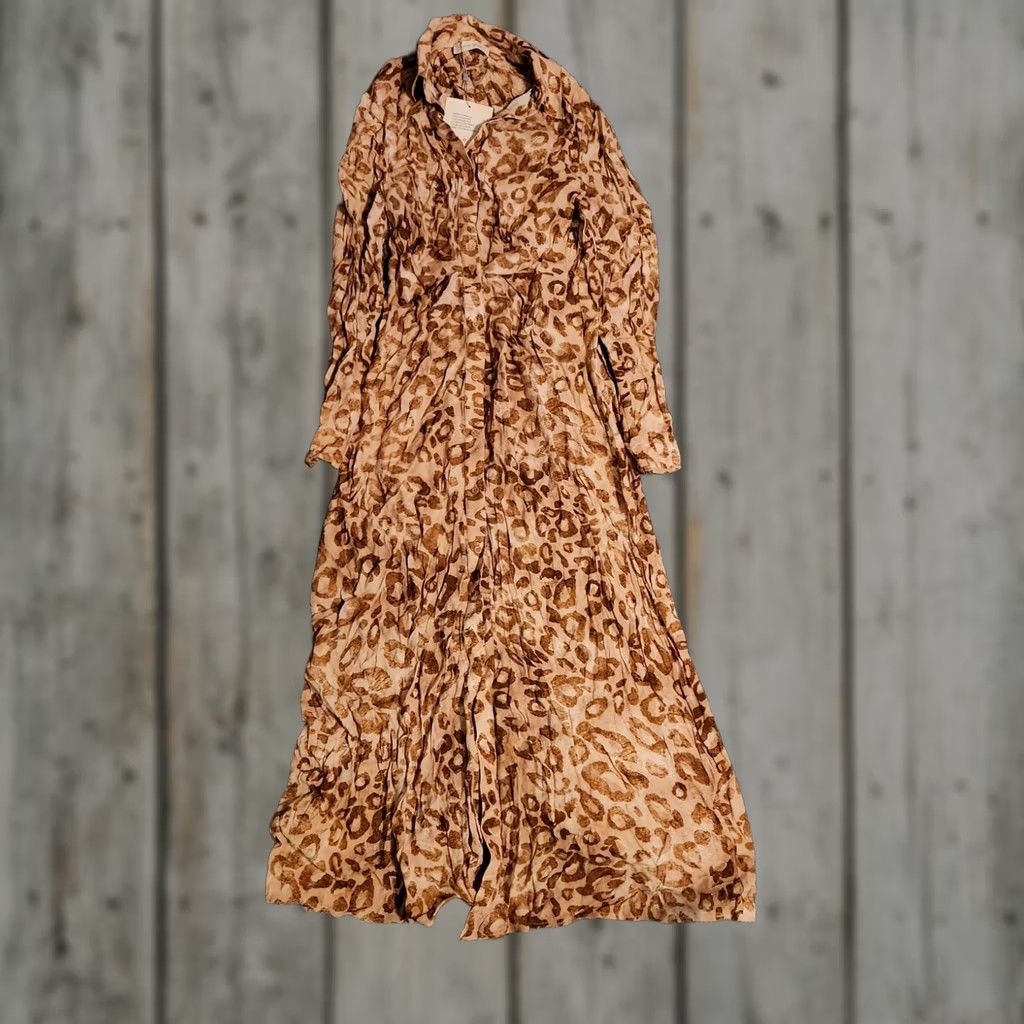 Vintage Favorite Daughter Shirt Dress Midi Beige Leopard Animal Print Collared Button Long Sleeve 4 Women Vintage? Size S / US 4 / IT 40 - 1 Thumbnail