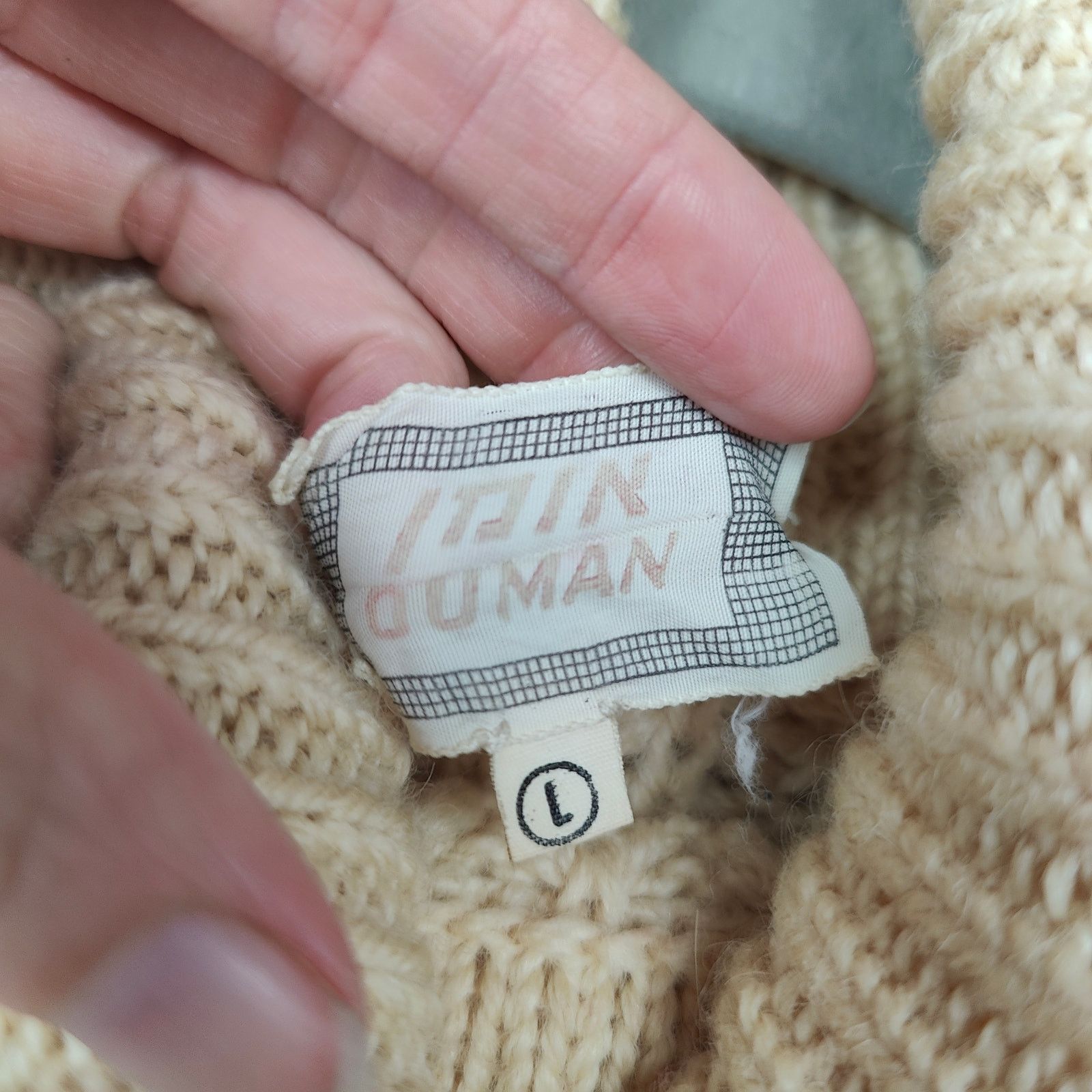 Other Vintage Handknit Fisherman Sweater Womens Large Beige Knit Size L / US 10 / IT 46 - 5 Thumbnail