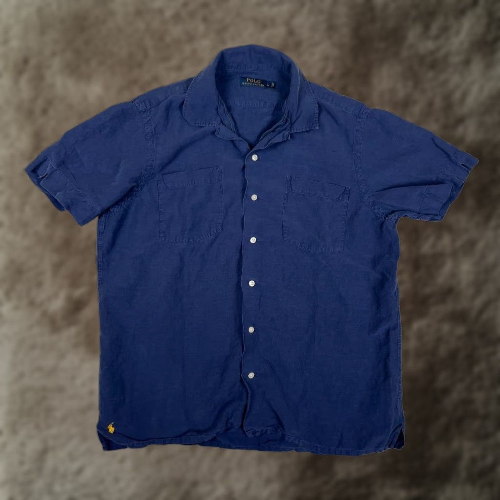 Polo Ralph Lauren Polo Ralph Lauren Shirt Short Sleeve Button-Up Size L Blue Solid Button-Down Collar Men Classic Vintage No Size US L / EU 52-54 / 3 - 1 Thumbnail
