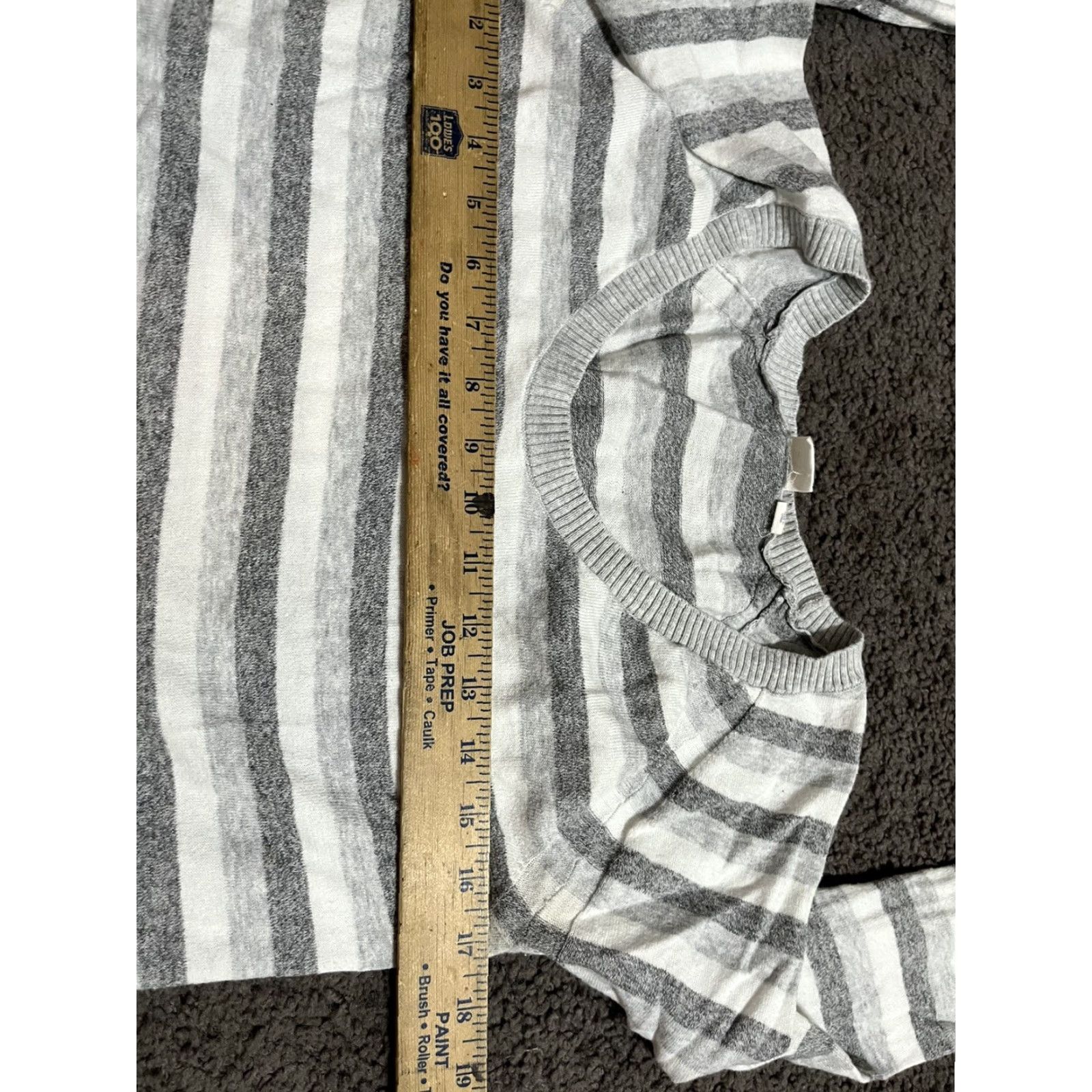 Gap Gap Shirt Womens Small Long Sleeve Striped PullOver Scooped Neck Cotton Knit Gray White - Regular Fit, Basic T-Shirt, Gap Brand, Ladies Size S / US 4 / IT 40 - 4 Thumbnail