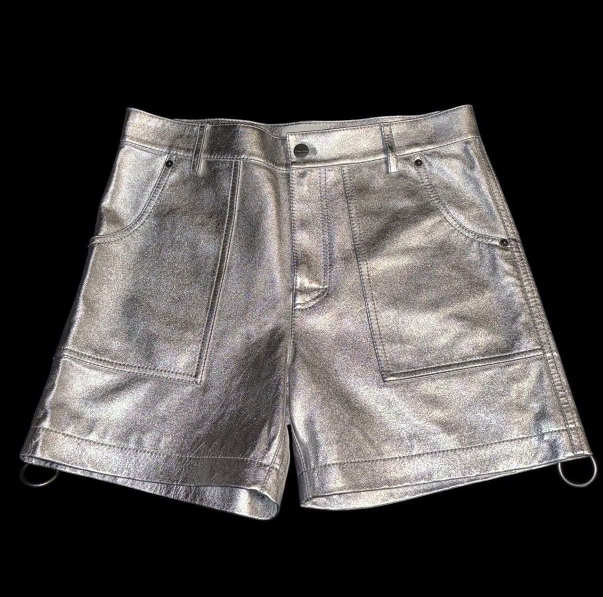 Coach Coach metallic silver leather shorts Size US 32 / EU 48 - 1 Thumbnail