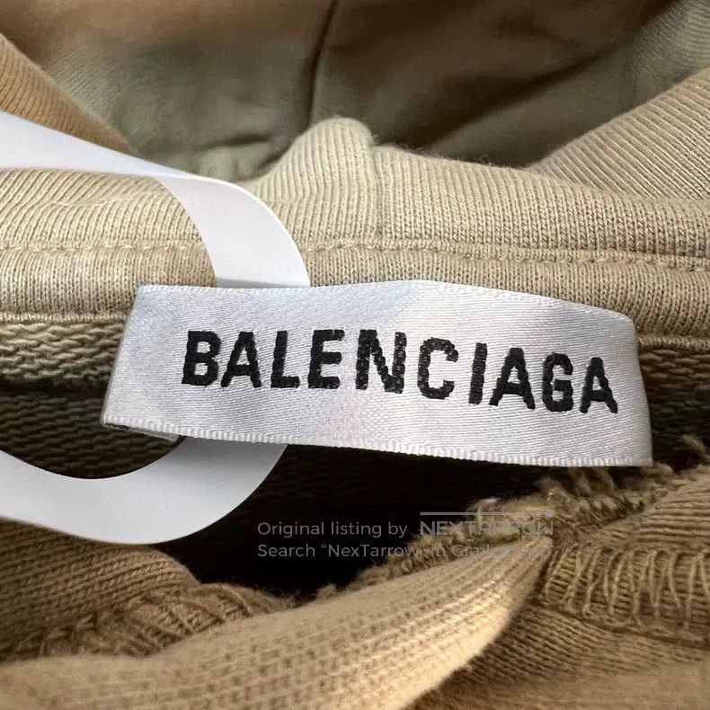 Balenciaga Balenciaga Khaki Crown Wheat Letter Hoodie Size US XS / EU 42 / 0 - 3 Thumbnail