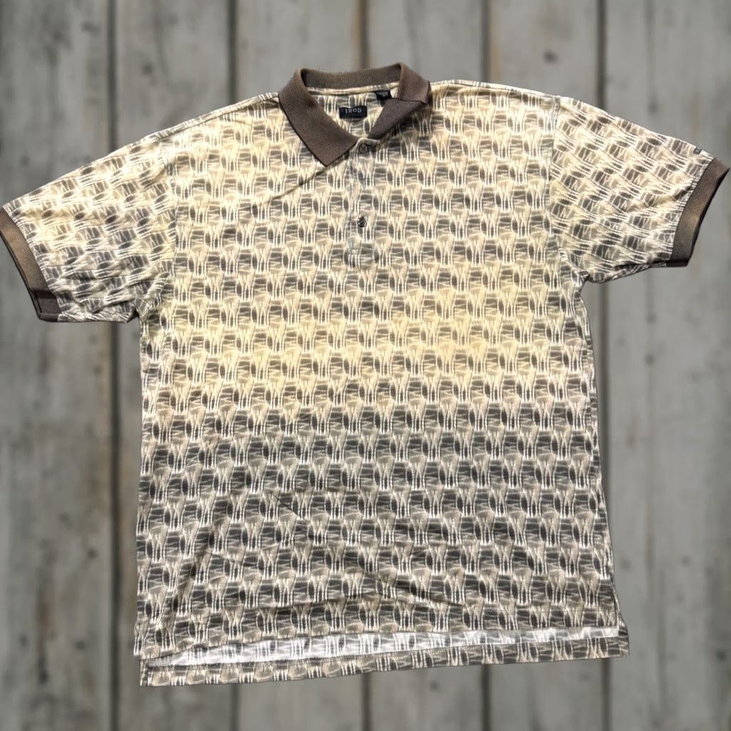 Izod IZOD Polo Shirt Men's XL Cotton Blend Patterned 1/4 Button Up Casual Tan Brown Shirt Mens XL Cotton Blend Patterned 1/4 Button Up Casual Tan Brown Size US XL / EU 56 / 4 - 1 Thumbnail