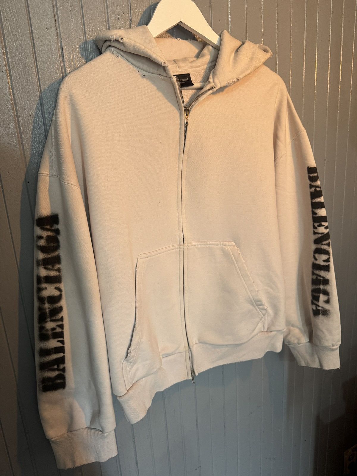 Balenciaga BALENCIAGA STENCIL TYPE ZIP-UP HOODIE Size US L / EU 52-54 / 3 - 1 Thumbnail