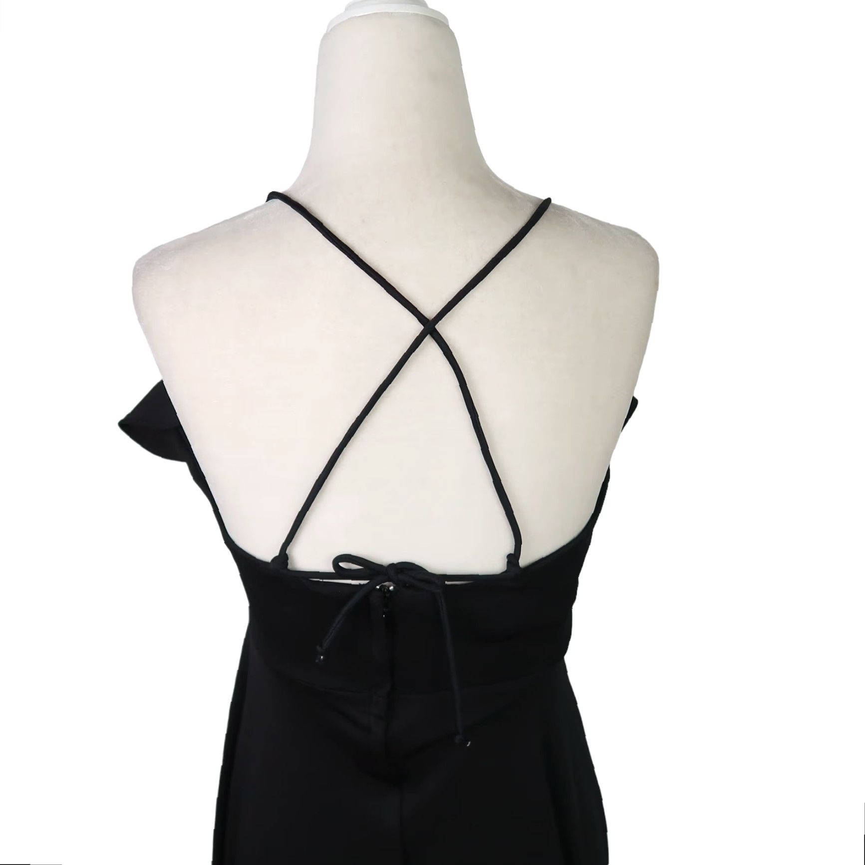 Vintage VINTAGE 70s Black Frilly Neckline Long Maxi Party Dress Gown 12 Size S / US 4 / IT 40 - 4 Thumbnail