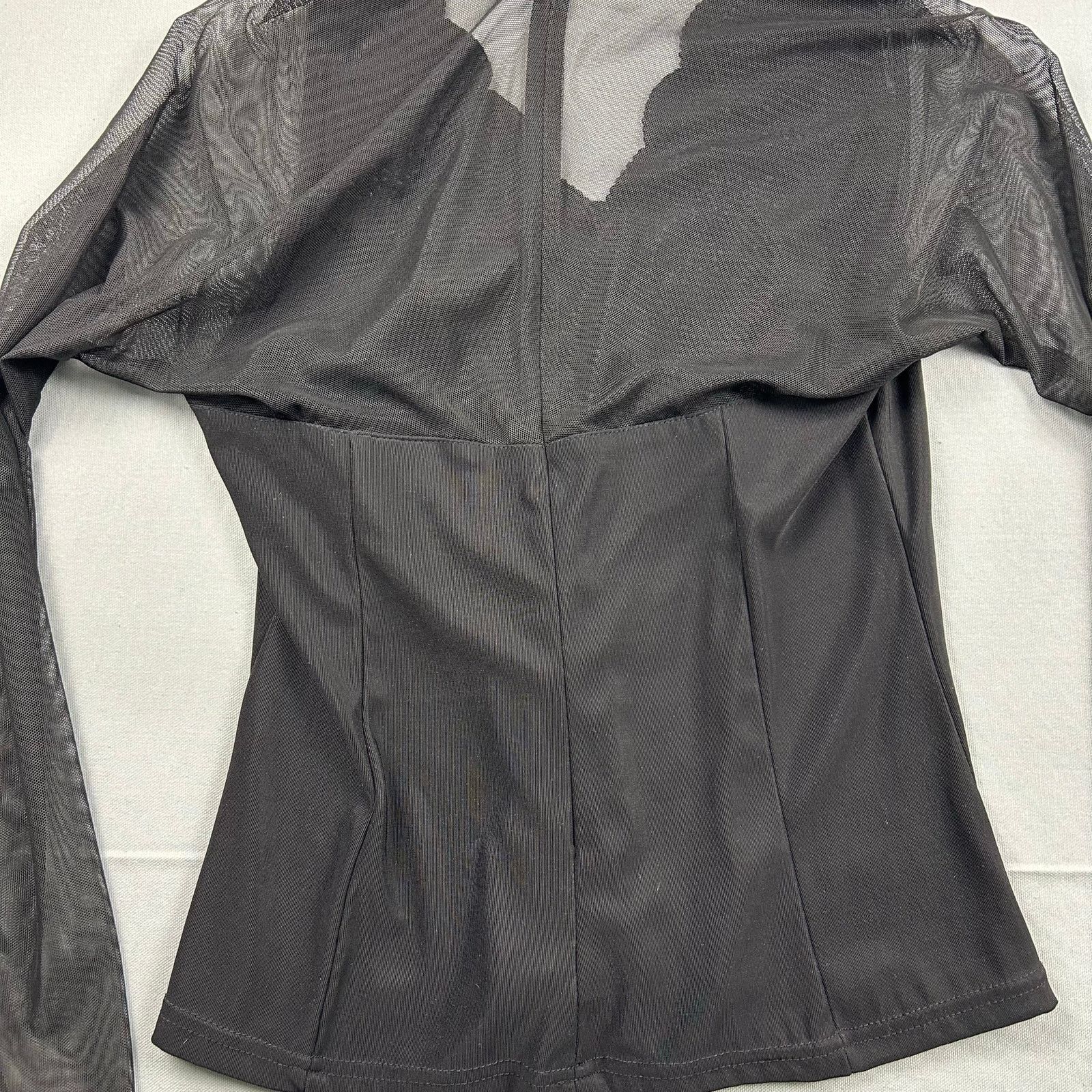 Vintage Vintage Beaded Blouse Black Sheer Long Sleeve V-Neck Size M / US 6-8 / IT 42-44 - 9 Thumbnail