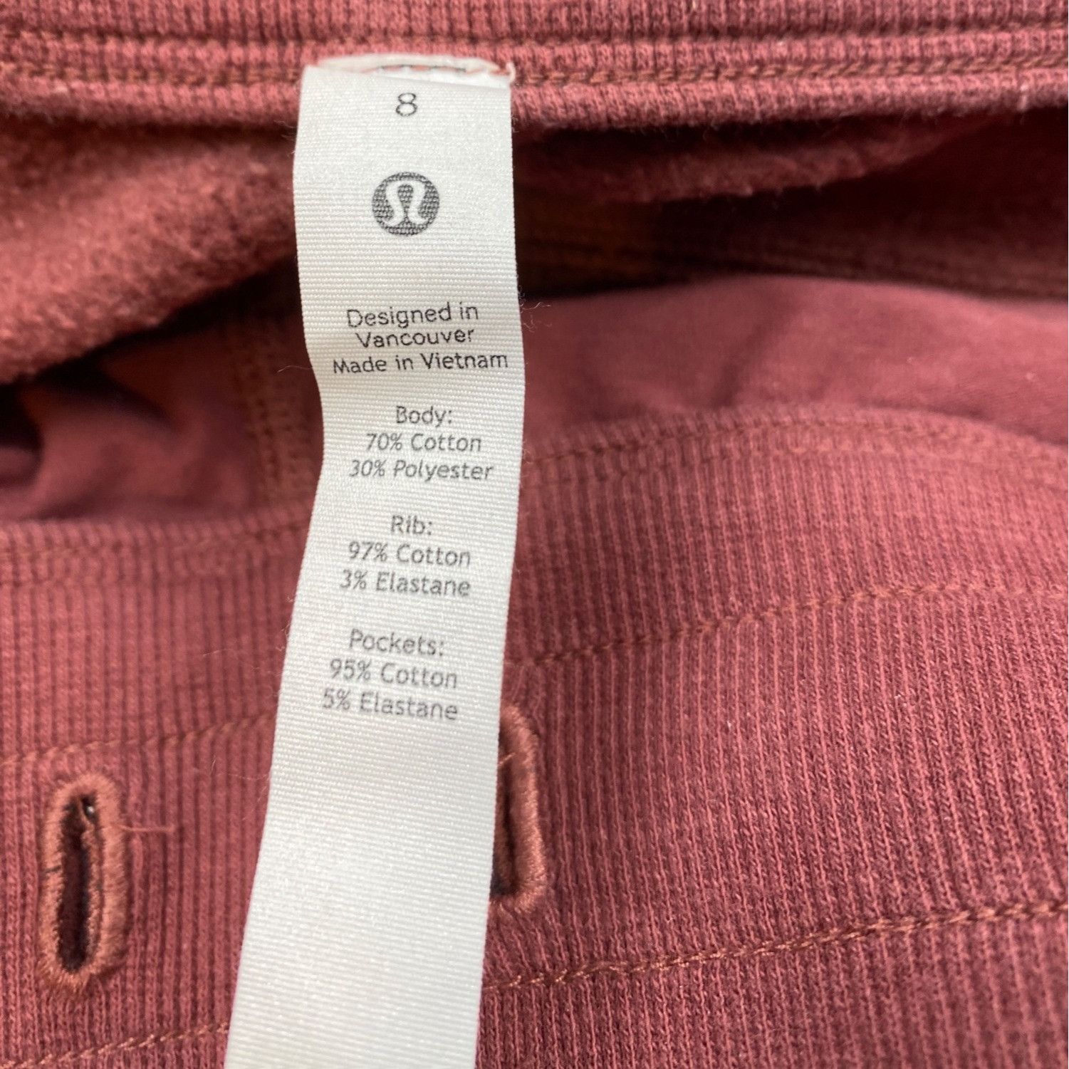 Lululemon Lululemon Womens Burgundy Joggers Size 8 Cotton Blend Elasti Size 30" / US 8 / IT 44 - 3 Thumbnail
