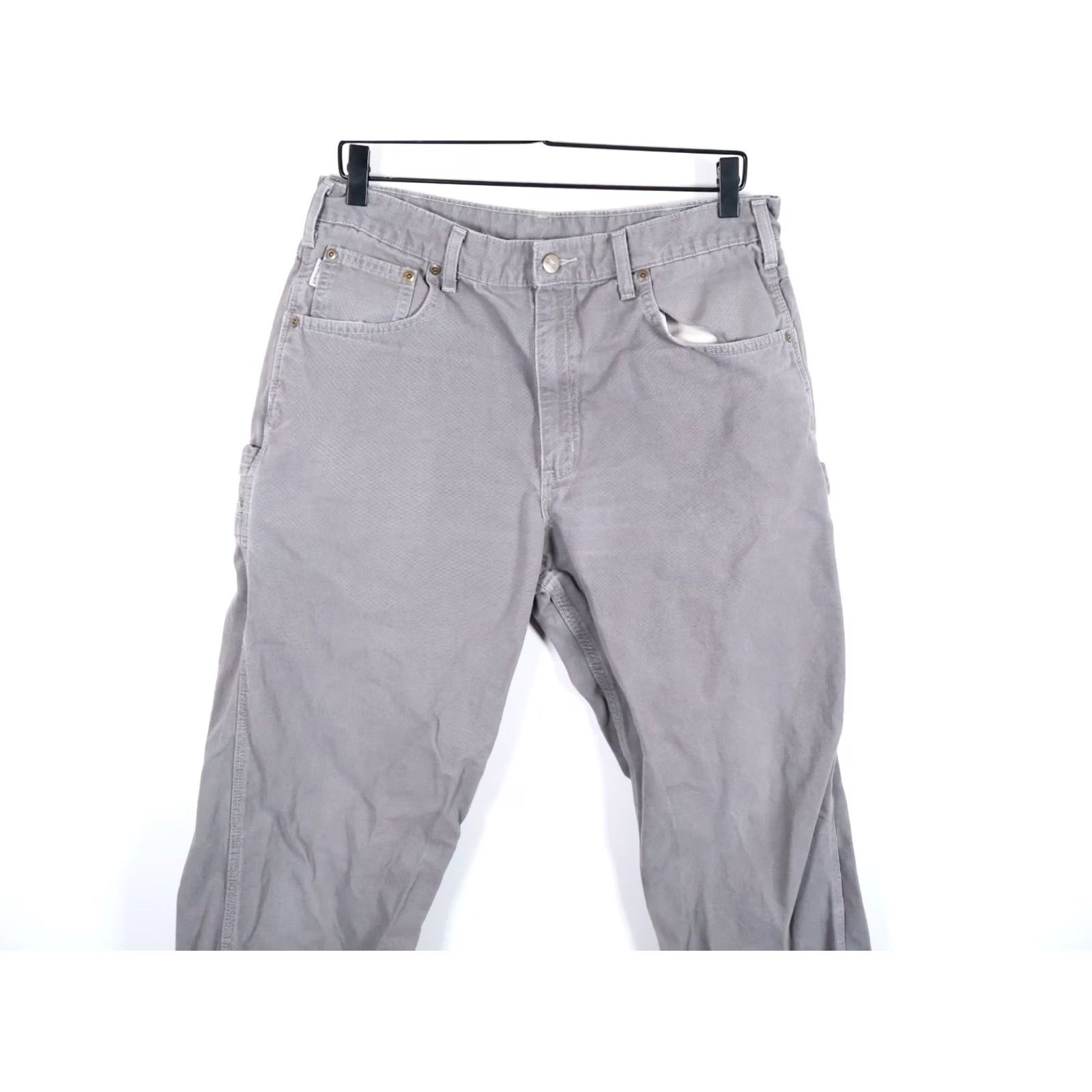 Carhartt Carhartt Loose Fit Carpenter Pants Mens 32 33 Gray Cotton Zip Flat Front Straight Leg 33 Inseam B159-CHR USA Vintage No Size US 33 - 4 Thumbnail