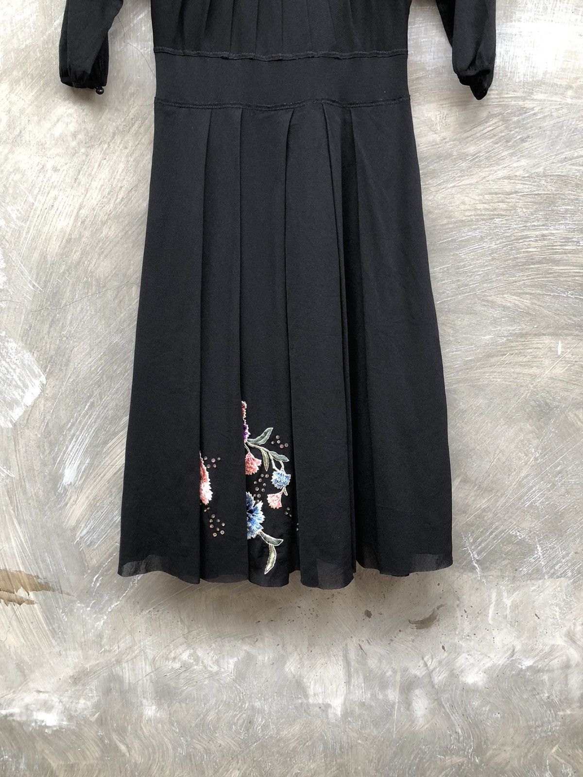 Vivienne Tam Vivienne Tam Black Flower Women Midi Dress Size S / US 4 / IT 40 - 3 Thumbnail
