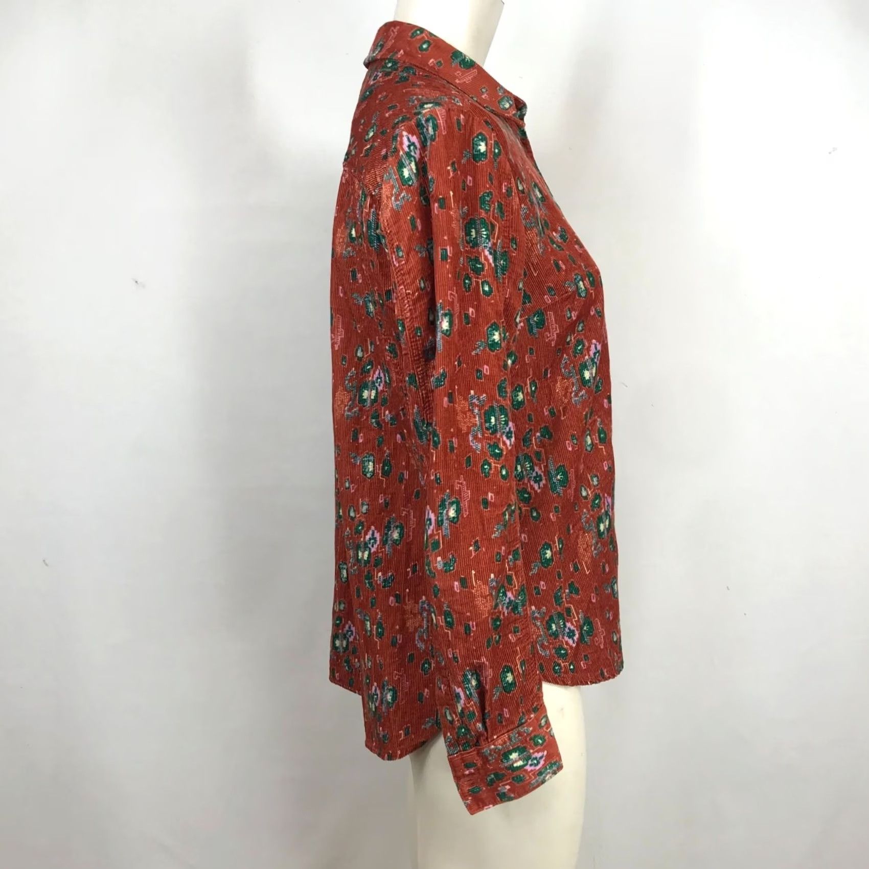 Anthropologie BUILDING BURNT ORANGE CORDUROY BUTTON UP SHIRT Womens 2 Size XS / US 0-2 / IT 36-38 - 4 Thumbnail